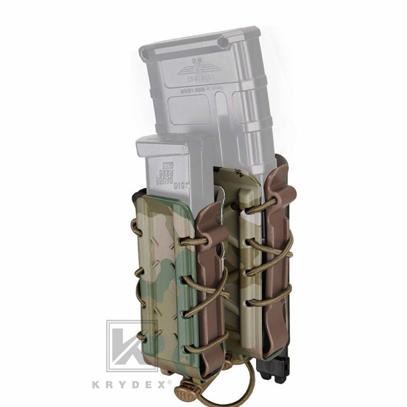 KRYDEX Tactical 9mm Pistol & 5.56 7.62 Mag Magazine Pouch MOLLE Clip Hard Shell
