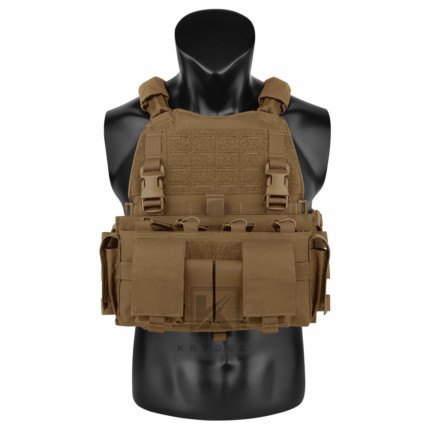 KRYDEX Tactical SCARAB Plate Carrier Heavy Duty Modular MOLLE Vest + MF IV Placard 556 & 9mm Magazine Pouch