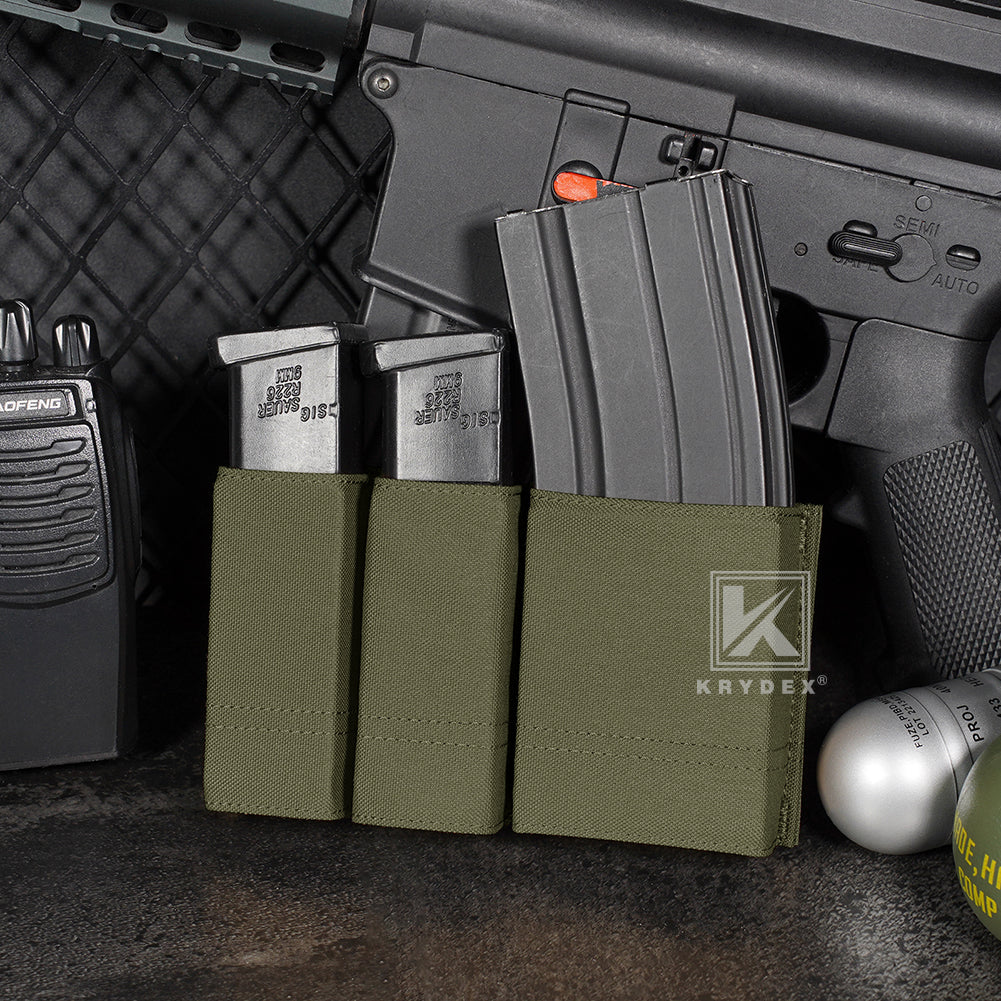 Krydex Tactical Double 9mm & 5.56 Magazine Pouch Mag Holder Duty Belt & Molle Compatible