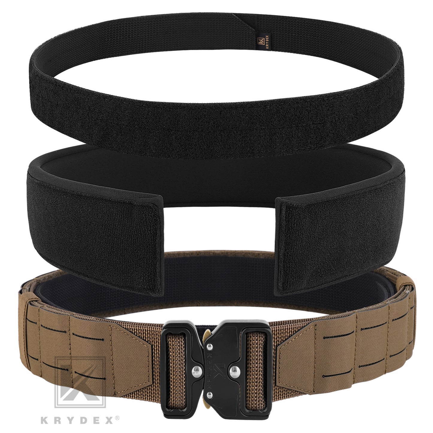 Krydex Tactical Molle Belt Quick Release Duty Gun Shooting Belt Laser Molle Padded Load Bearing Stiffened Belt