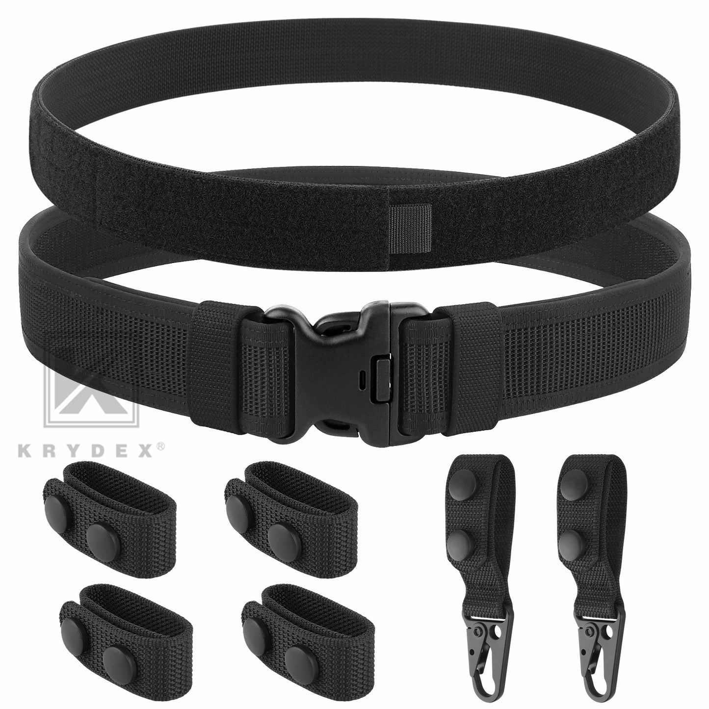 Krydex Police Duty Belt 2" Law Enforcement Officer Nylon Outer 1.5" Inner Belt + 6 Keepers