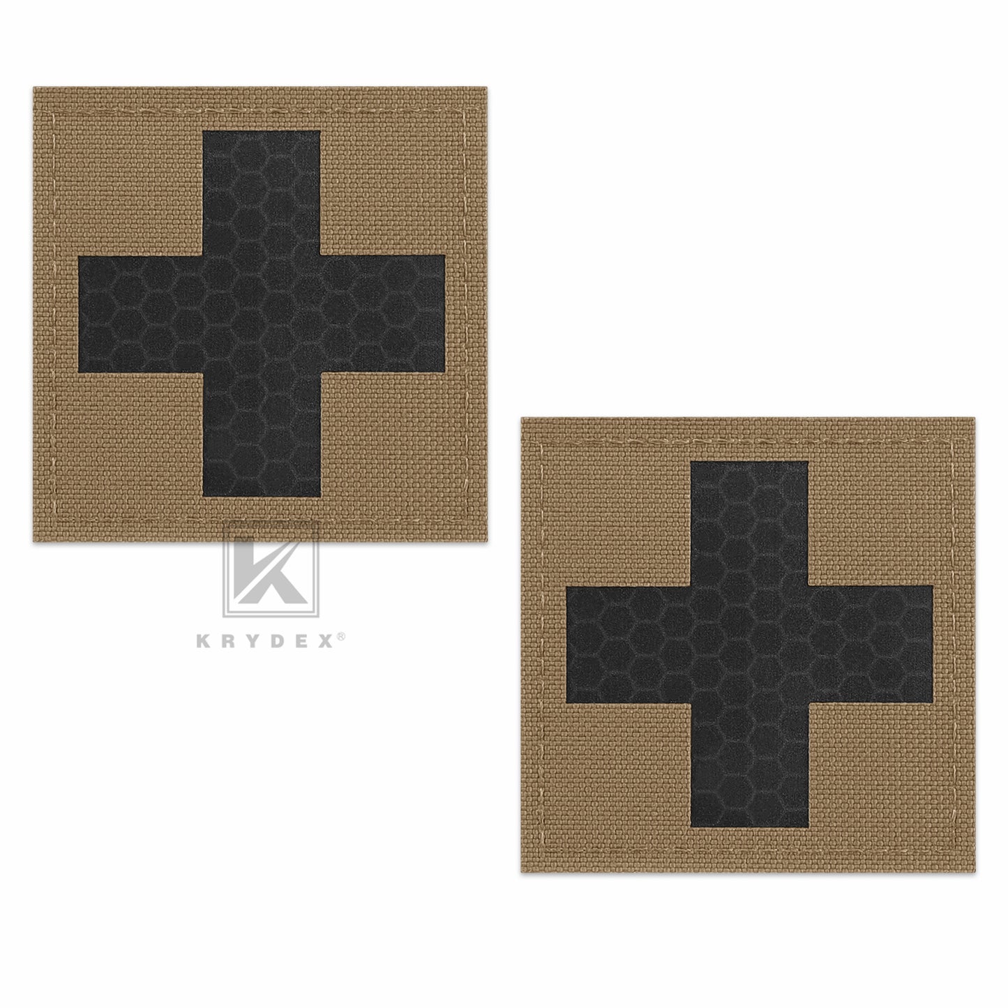Krydex 2pcs Medical Cross Patches First Aid MED Badge Emergency IFAK Trauma Reflective Patch 2x2 In.
