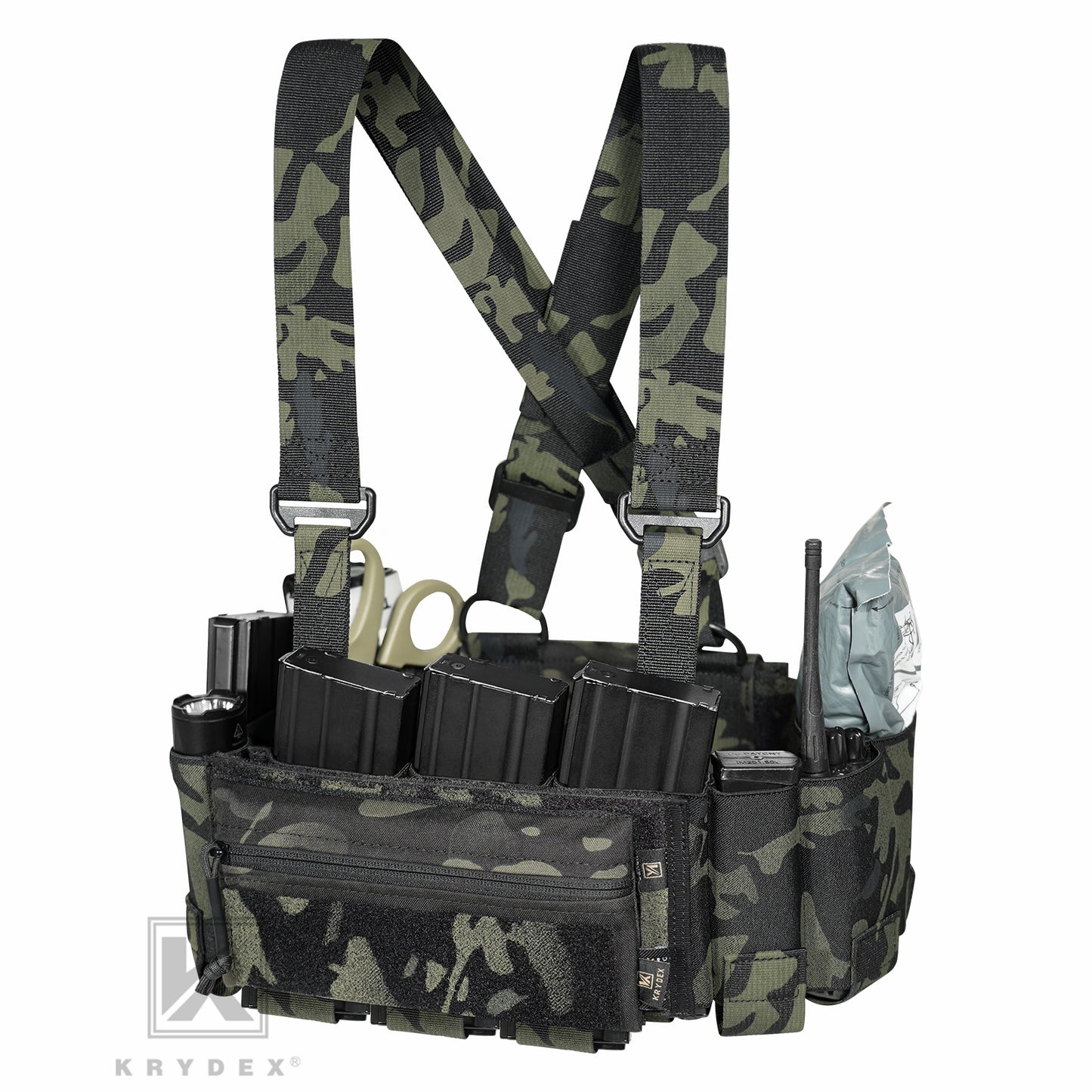 KRYDEX Tactical 5.56 Ready Rig Low Vis Chest Rig Elastic Cummerbund Concealed Lightweight Adjustable Vest