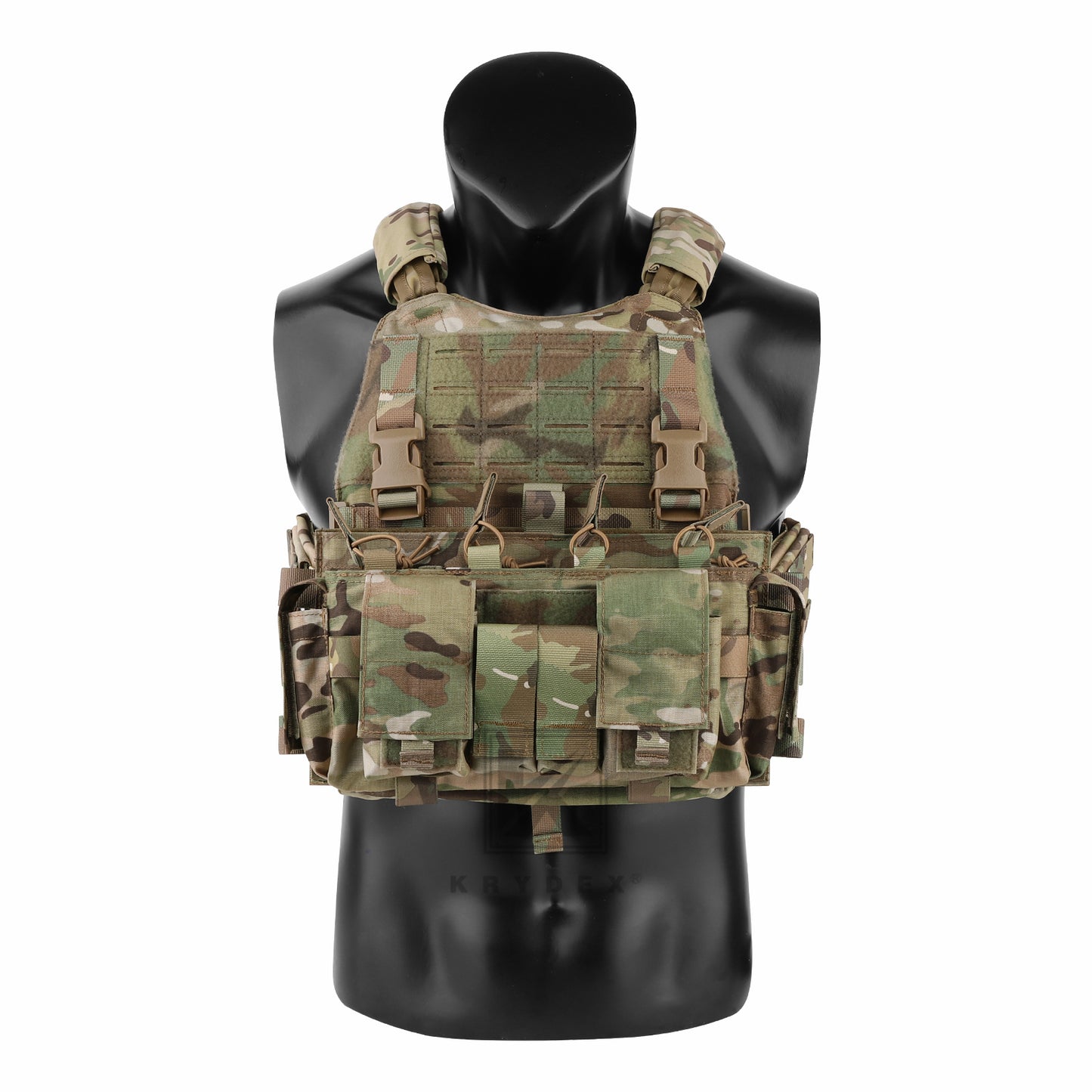 KRYDEX Tactical SCARAB Plate Carrier Heavy Duty Modular MOLLE Vest + MF IV Placard 556 & 9mm Magazine Pouch