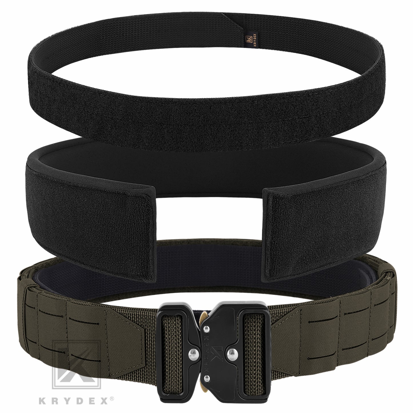 Krydex Tactical Molle Belt Quick Release Duty Gun Shooting Belt Laser Molle Padded Load Bearing Stiffened Belt