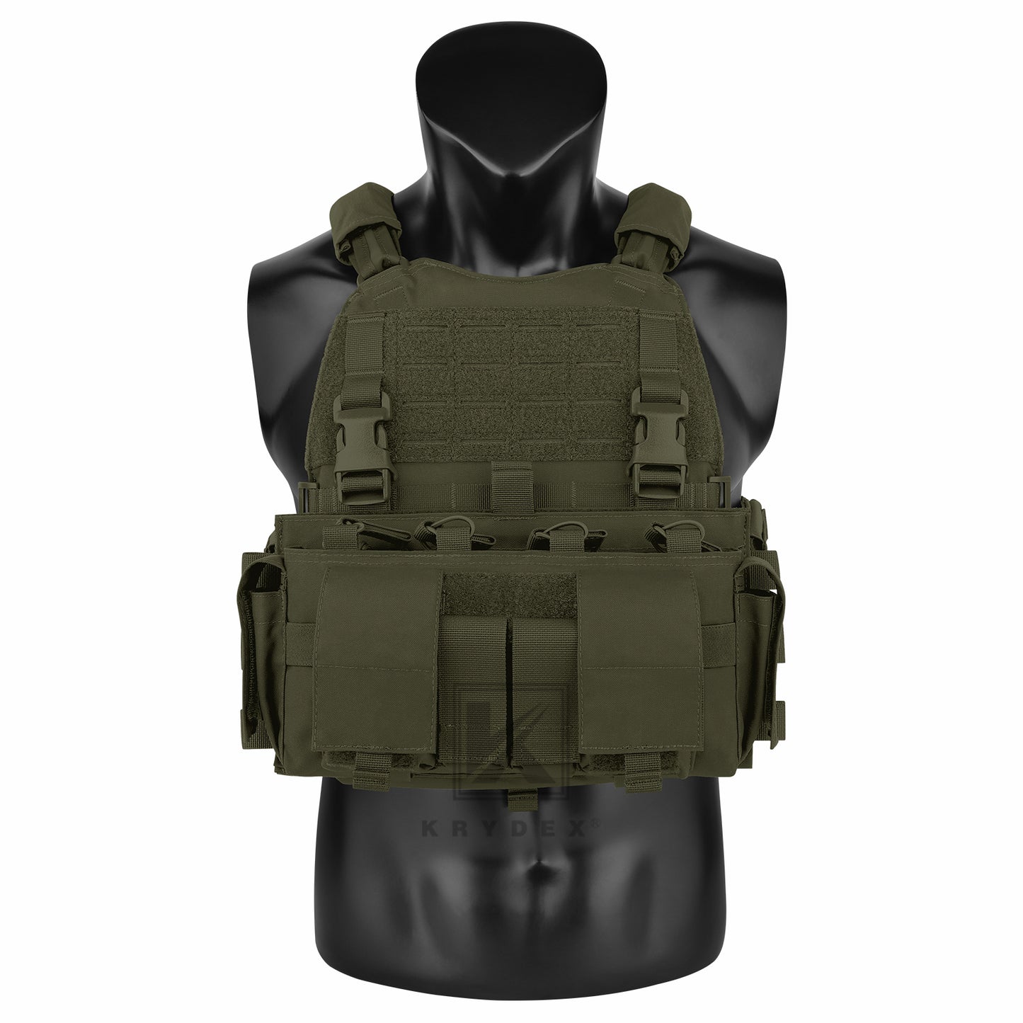 KRYDEX Tactical SCARAB Plate Carrier Heavy Duty Modular MOLLE Vest + MF IV Placard 556 & 9mm Magazine Pouch