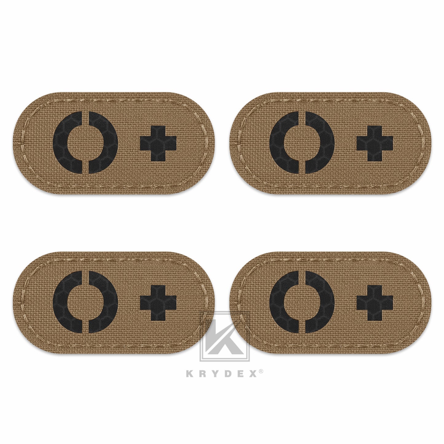 Krydex 4pcs AB+ POS Blood Type Patches Tactical Reflective Hook & Loop Badge First Aid Emergency IFAK Trauma Patch 2x1 In.
