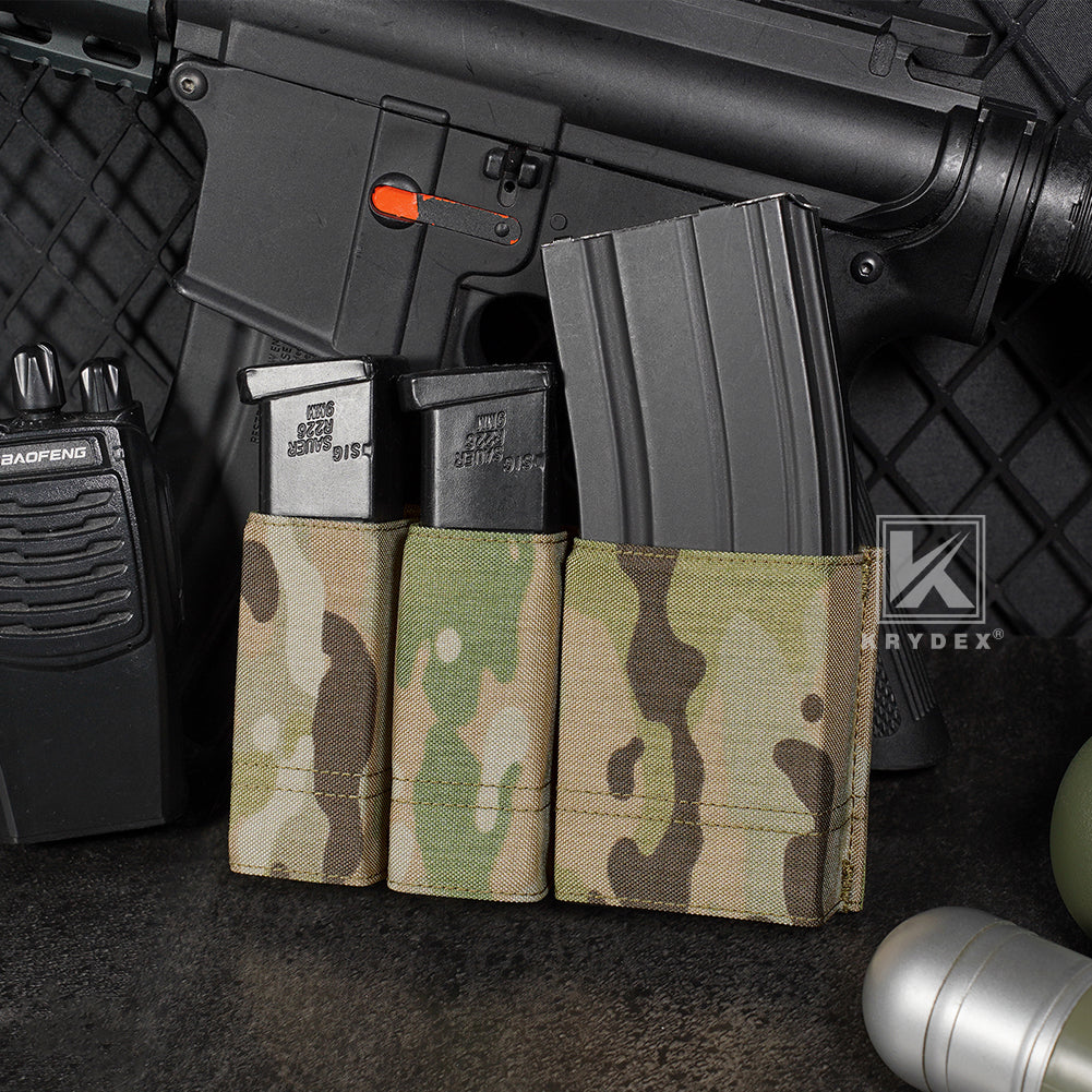 Krydex Tactical Double 9mm & 5.56 Magazine Pouch Mag Holder Duty Belt & Molle Compatible