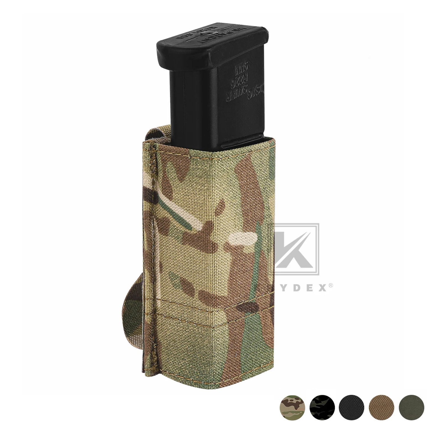 KRYDEX Tactical 9mm Single Pistol Magazine Pouch Mag Holder Duty Belt MOLLE Compatible