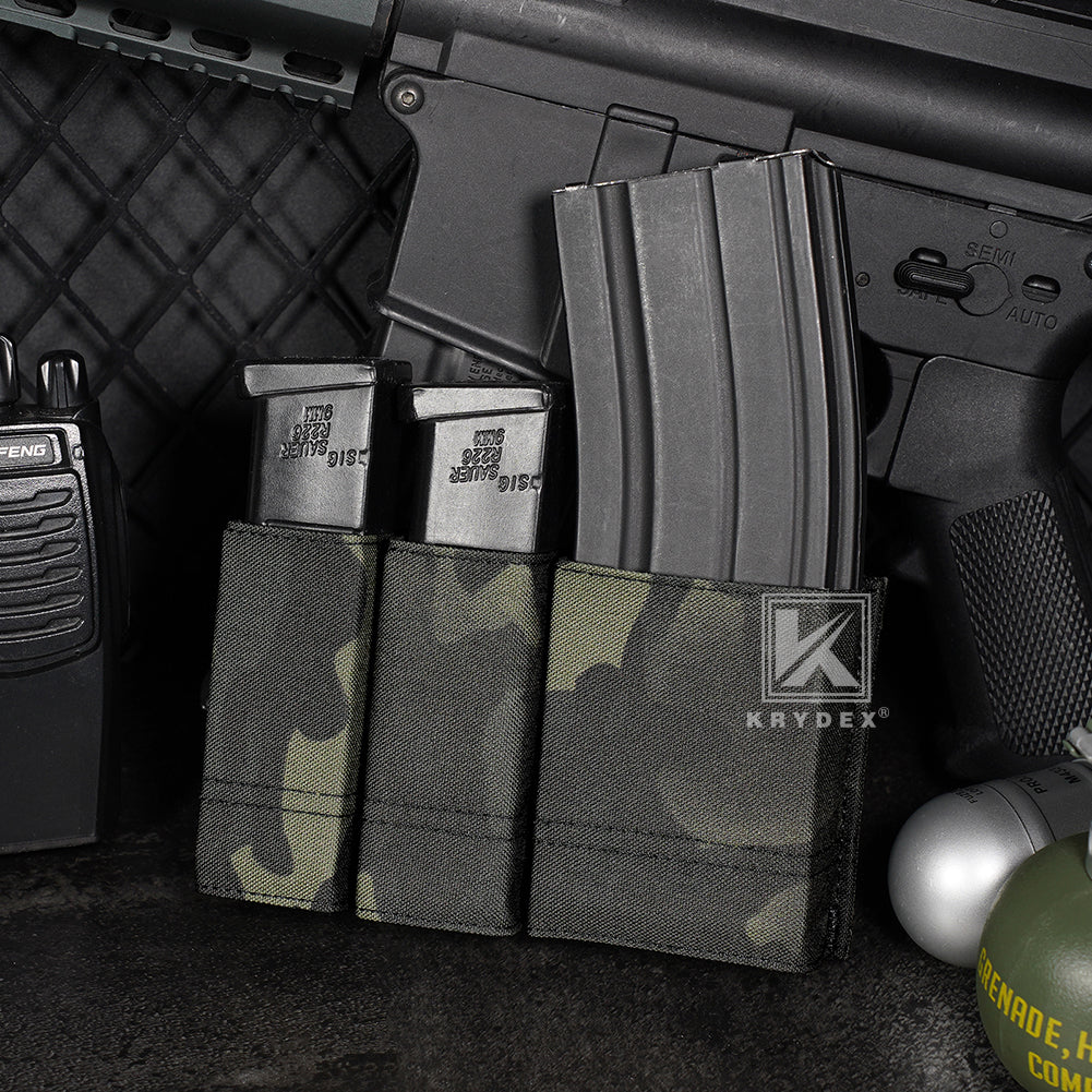 Krydex Tactical Double 9mm & 5.56 Magazine Pouch Mag Holder Duty Belt & Molle Compatible