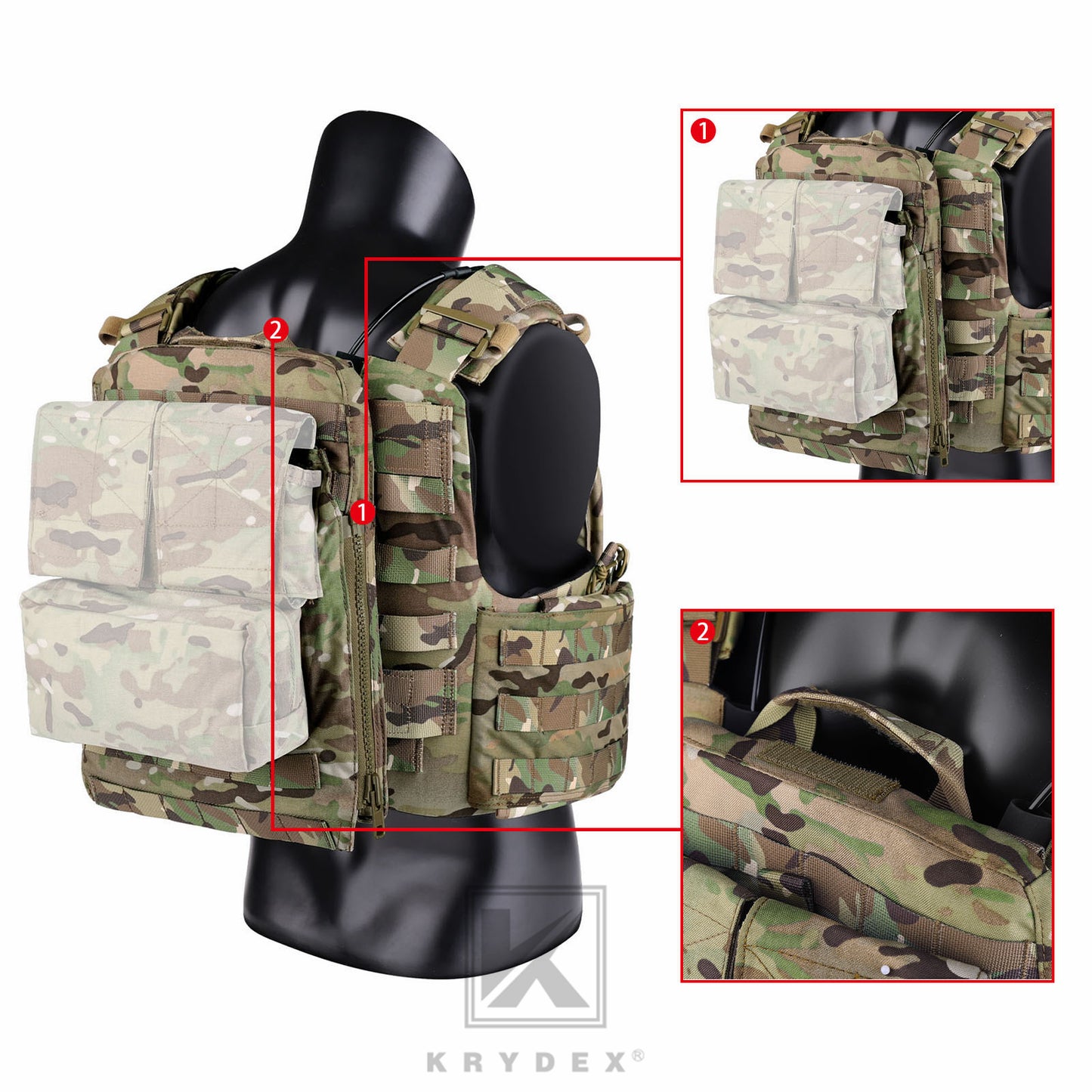 KRYDEX Tactical Plate Carrier Heavy Duty Modular MOLLE Vest