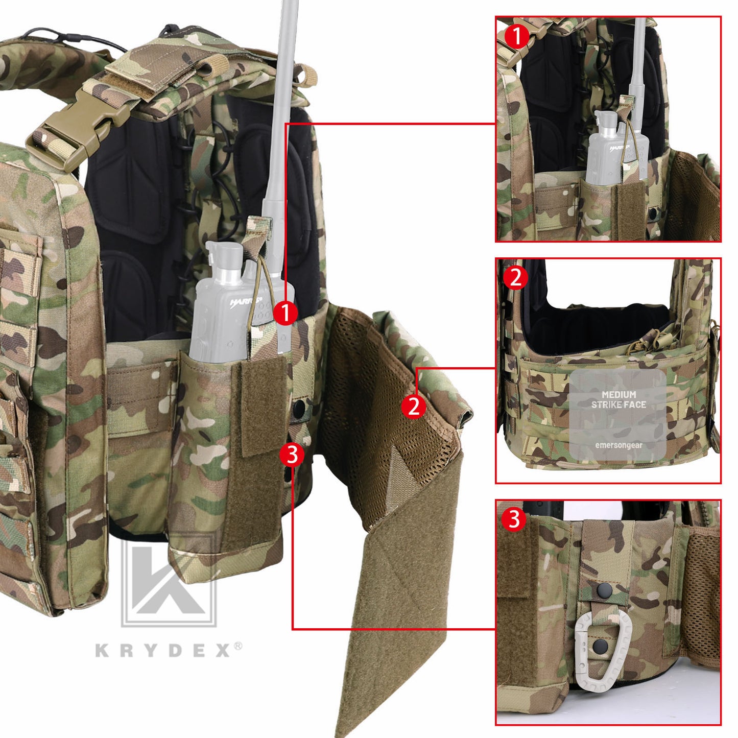 KRYDEX Tactical Plate Carrier Heavy Duty Modular MOLLE Vest