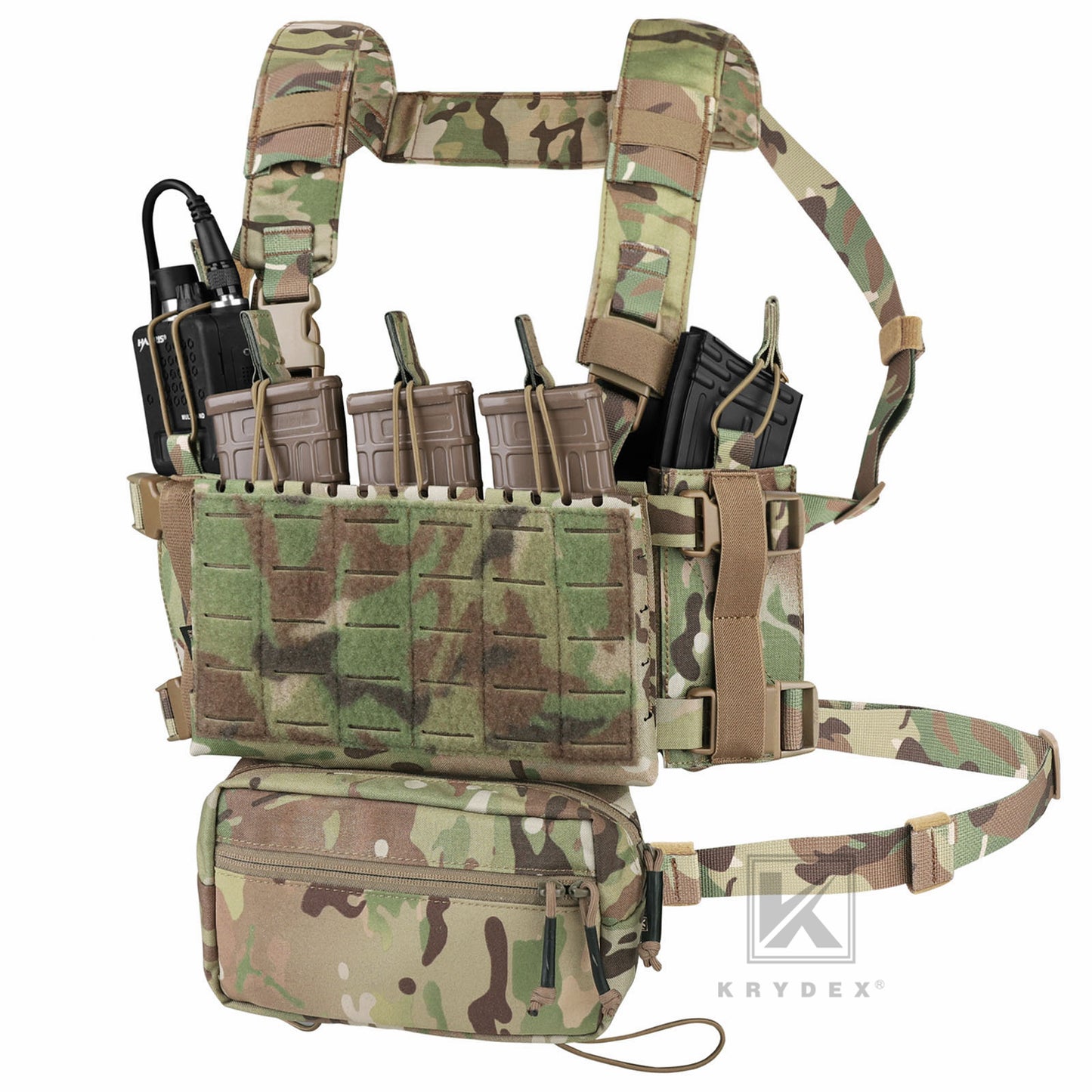 Krydex Tactical MK5 Micro Fight Chassis Laser Cut Chest Rig Lightweight Tactical Vest 5.56 MP7 Magazine Placard