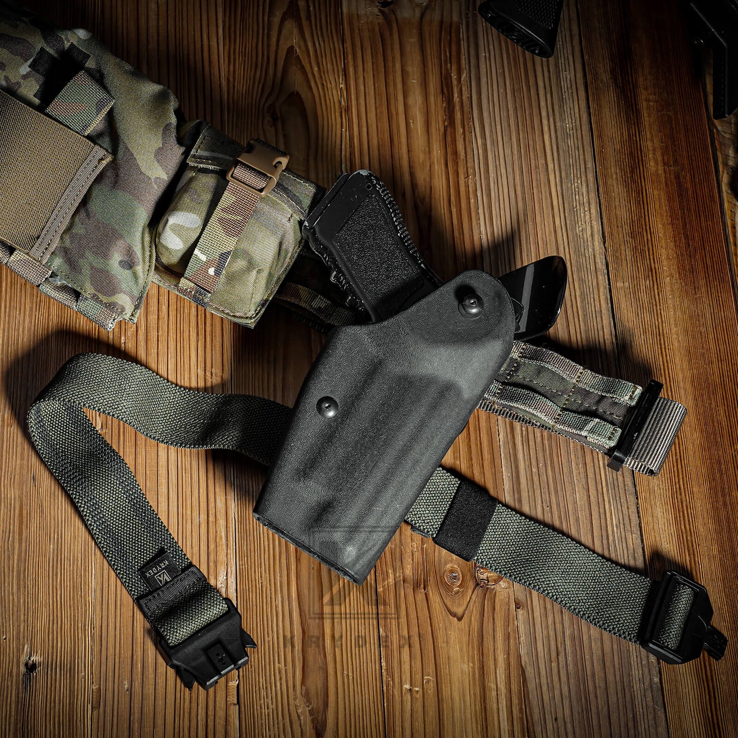 KRYDEX Tactical Leg Strap Magnet Quick Release 1.5" Elastic Thigh Strap Drop Holster