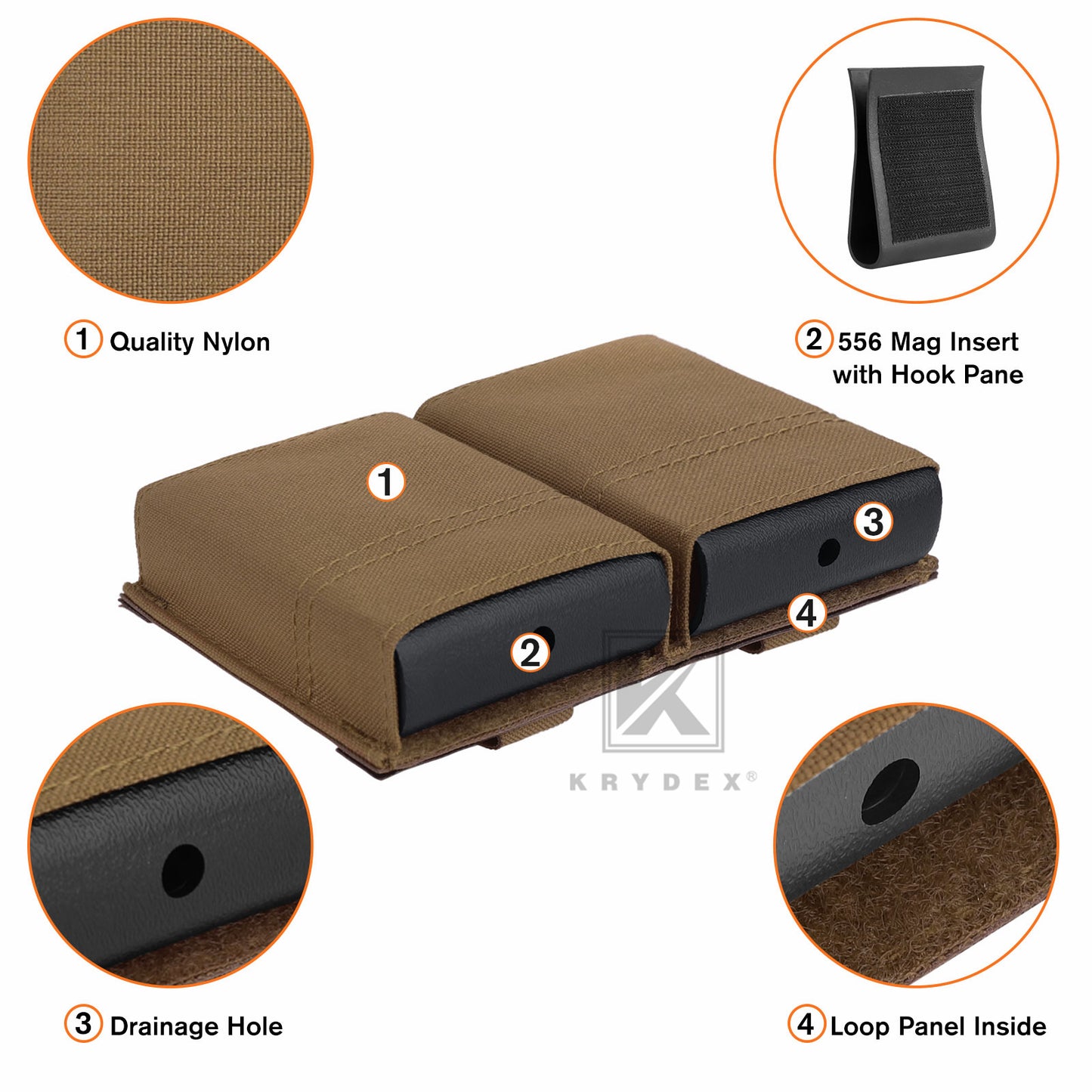 Krydex Tactical 5.56 Double Magazine Pouch M4 Mag Holder Duty Belt & Molle Compatible