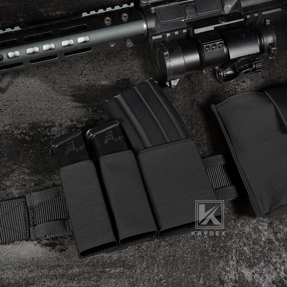 Krydex Tactical Double 9mm & 5.56 Magazine Pouch Mag Holder Duty Belt & Molle Compatible