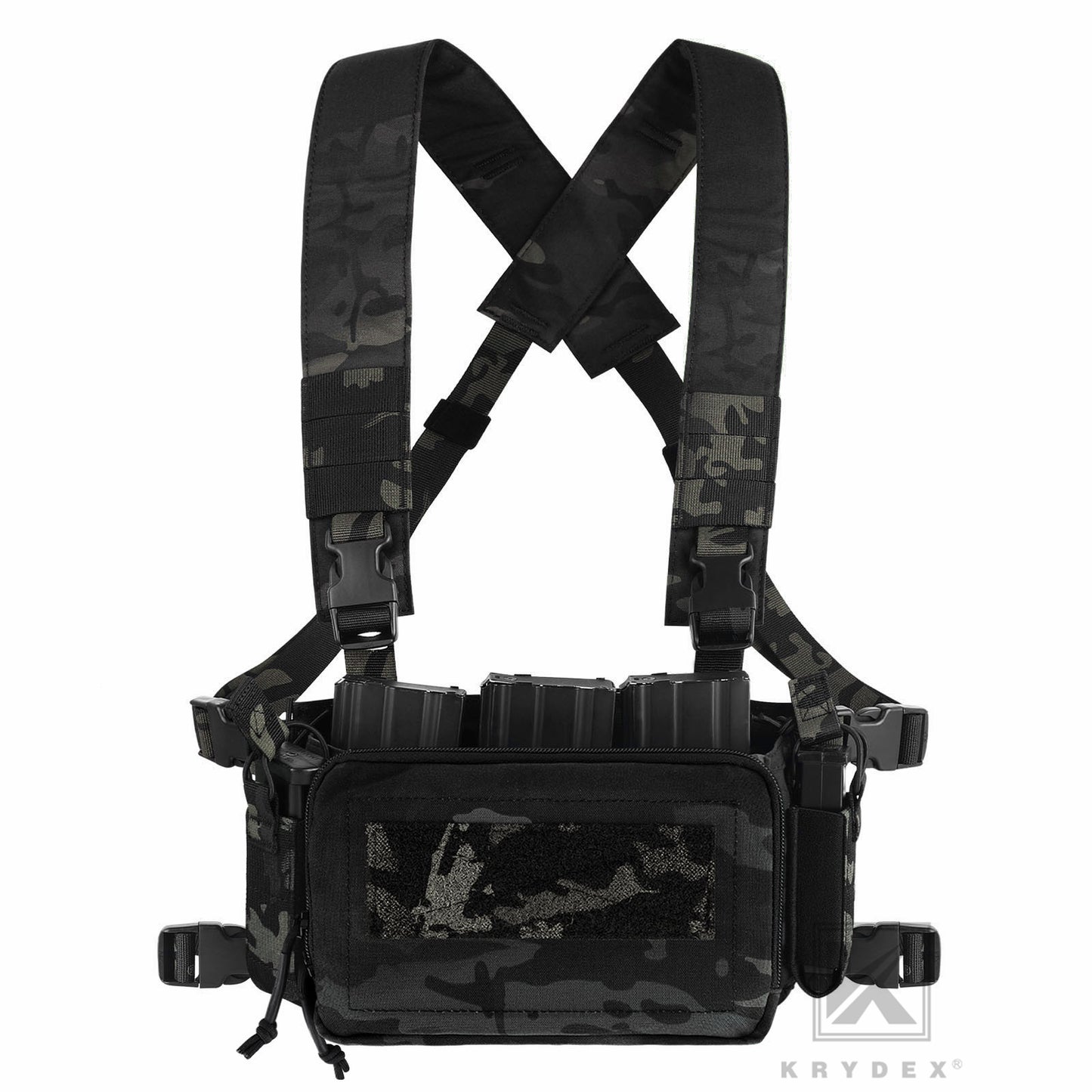 KRYDEX Tactical D3CR Chest Rig 5.56 7.62 Rifle Pistol Mag Pouch Placard Carrier with D3 Flatpack Tactical Backpack