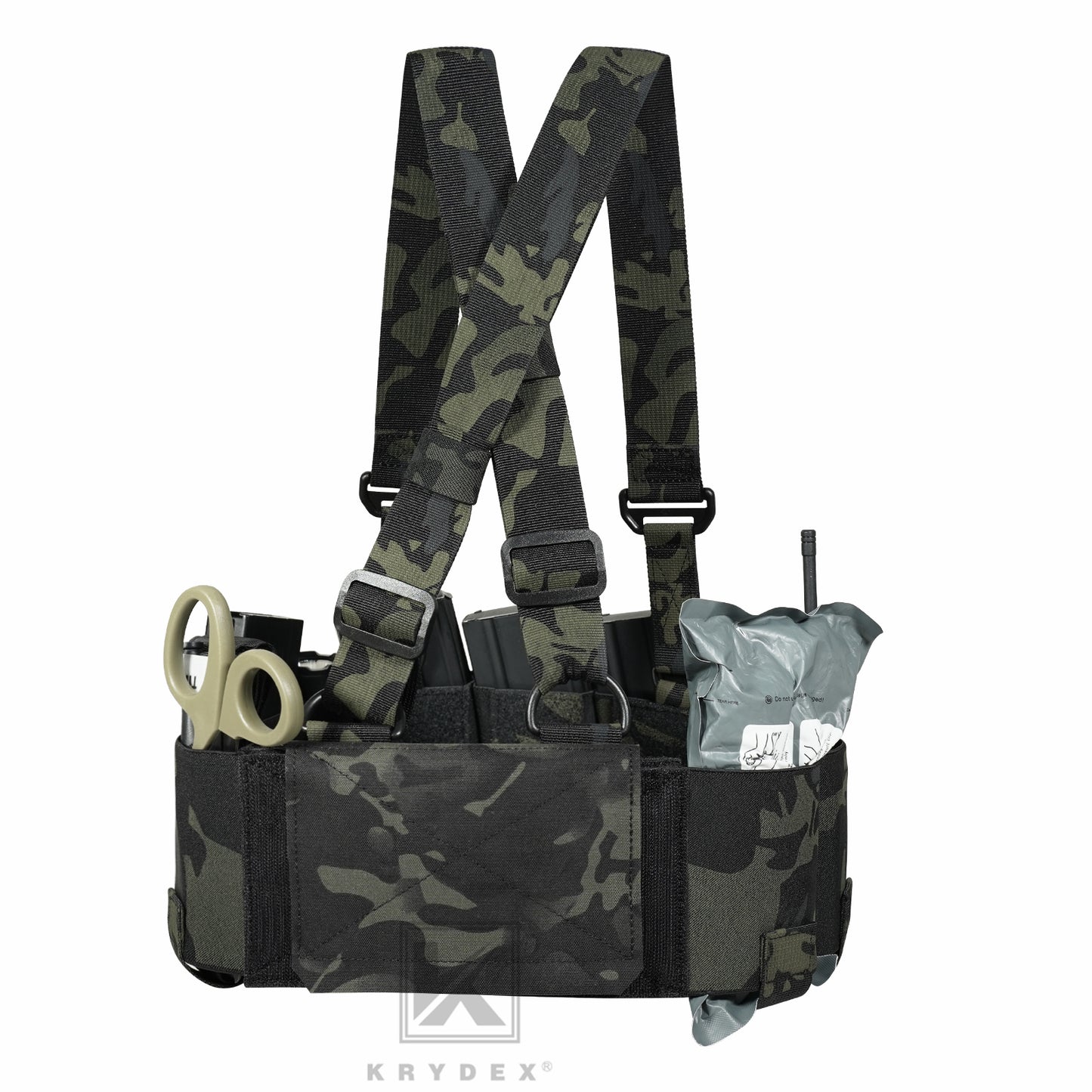 KRYDEX Tactical 5.56 Ready Rig Low Vis Chest Rig Elastic Cummerbund Concealed Lightweight Adjustable Vest
