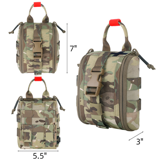 Krydex Tactical Tear Off Medical Pouch IFAK EMT Trauma Kit Pouch Rip Away First Aid Organizer MOLLE / Belt Compatible