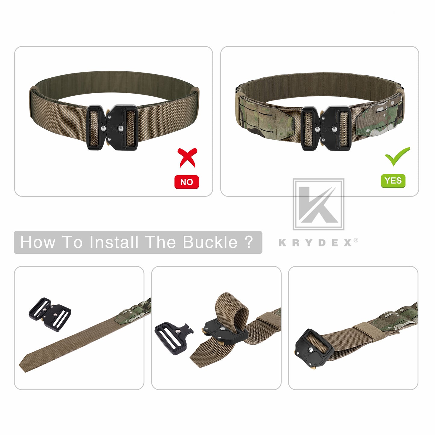 Krydex Tactical Molle Belt Quick Release Duty Gun Shooting Belt Laser Molle Padded Load Bearing Stiffened Belt