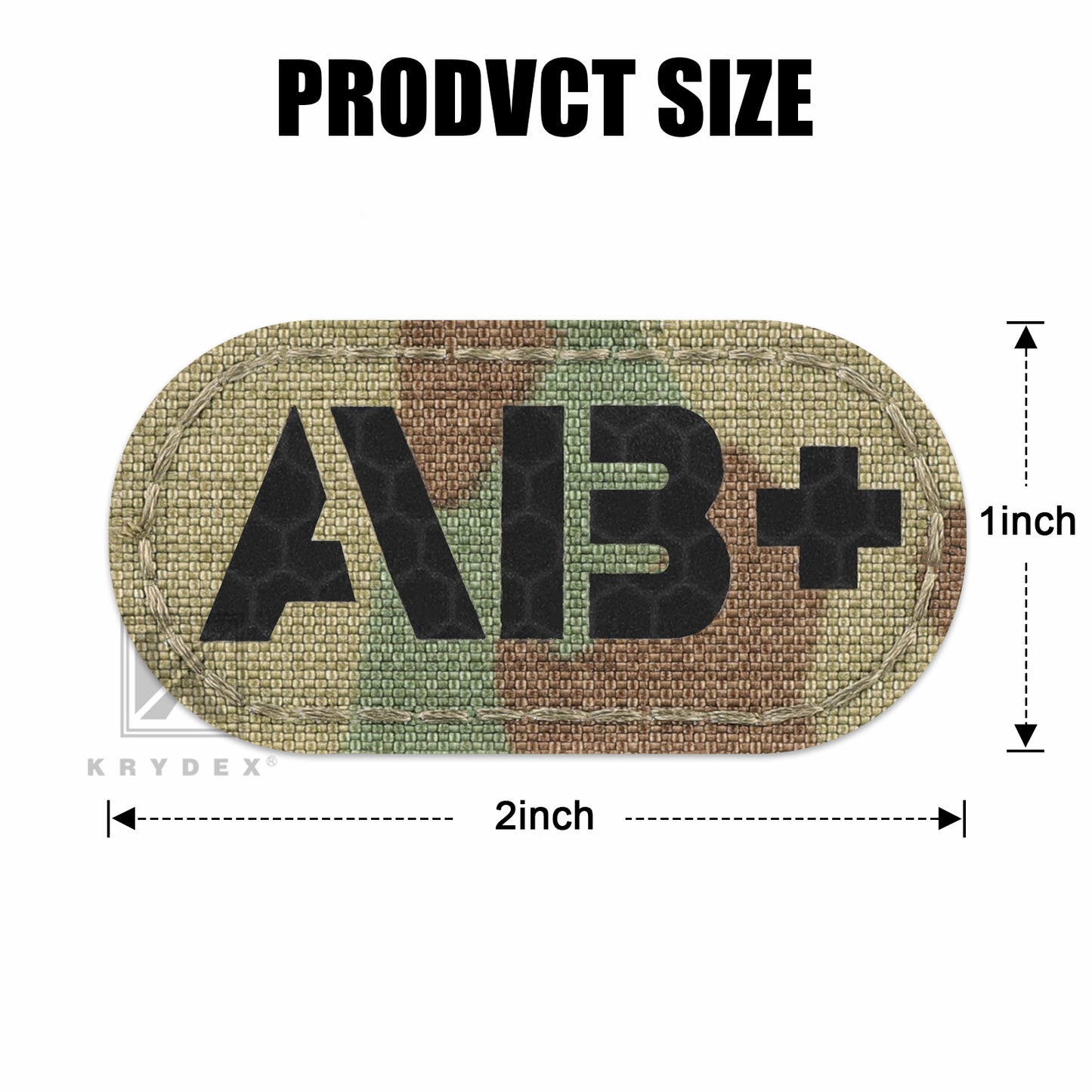 Krydex 4pcs AB+ POS Blood Type Patches Tactical Reflective Hook & Loop Badge First Aid Emergency IFAK Trauma Patch 2x1 In.