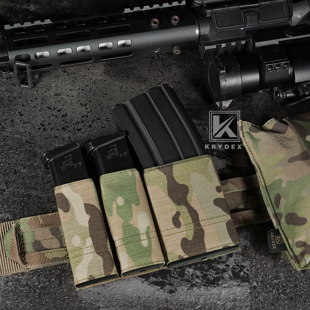 Krydex Tactical Double 9mm & 5.56 Magazine Pouch Mag Holder Duty Belt & Molle Compatible
