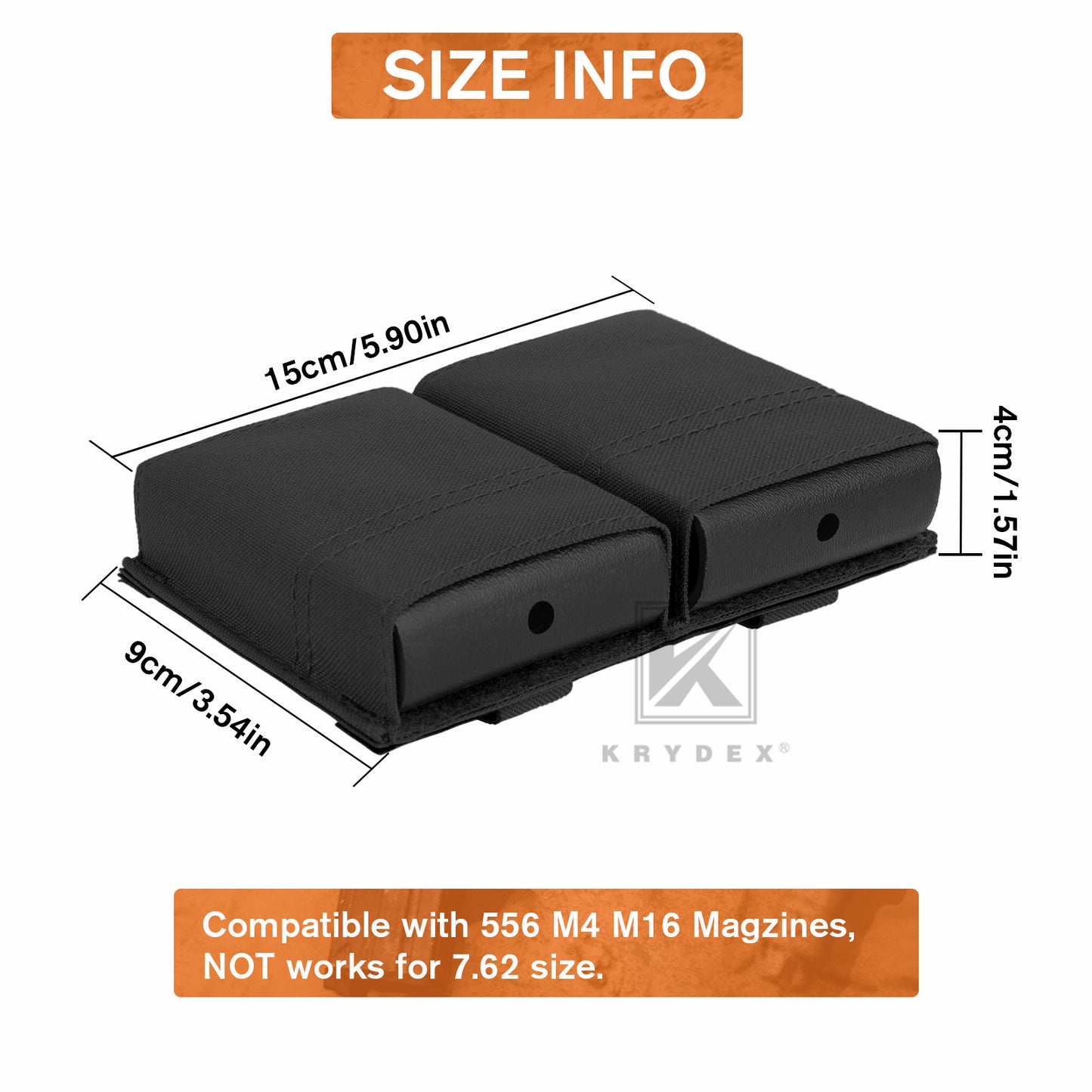 Krydex Tactical 5.56 Double Magazine Pouch M4 Mag Holder Duty Belt & Molle Compatible