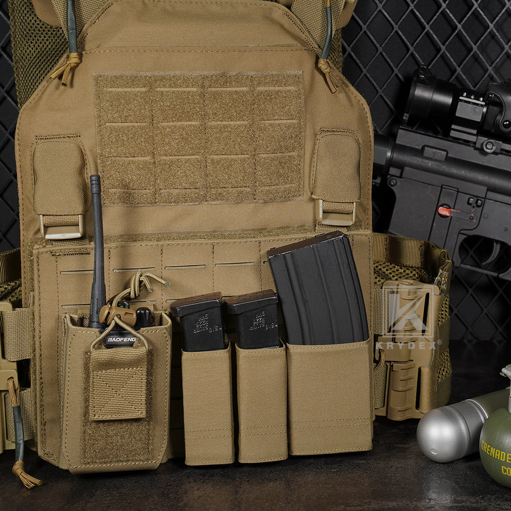 Krydex Tactical Double 9mm & 5.56 Magazine Pouch Mag Holder Duty Belt & Molle Compatible