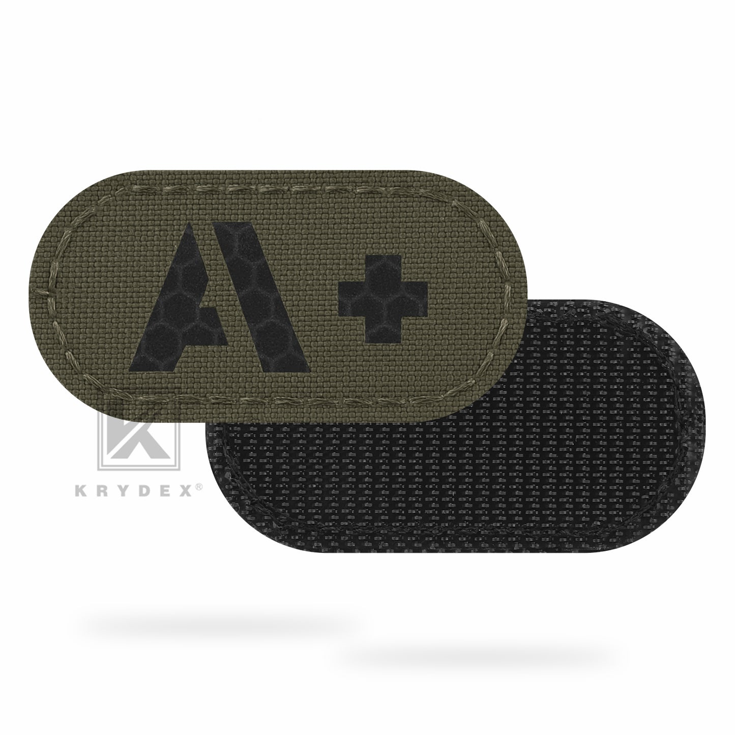 Krydex 4pcs AB+ POS Blood Type Patches Tactical Reflective Hook & Loop Badge First Aid Emergency IFAK Trauma Patch 2x1 In.