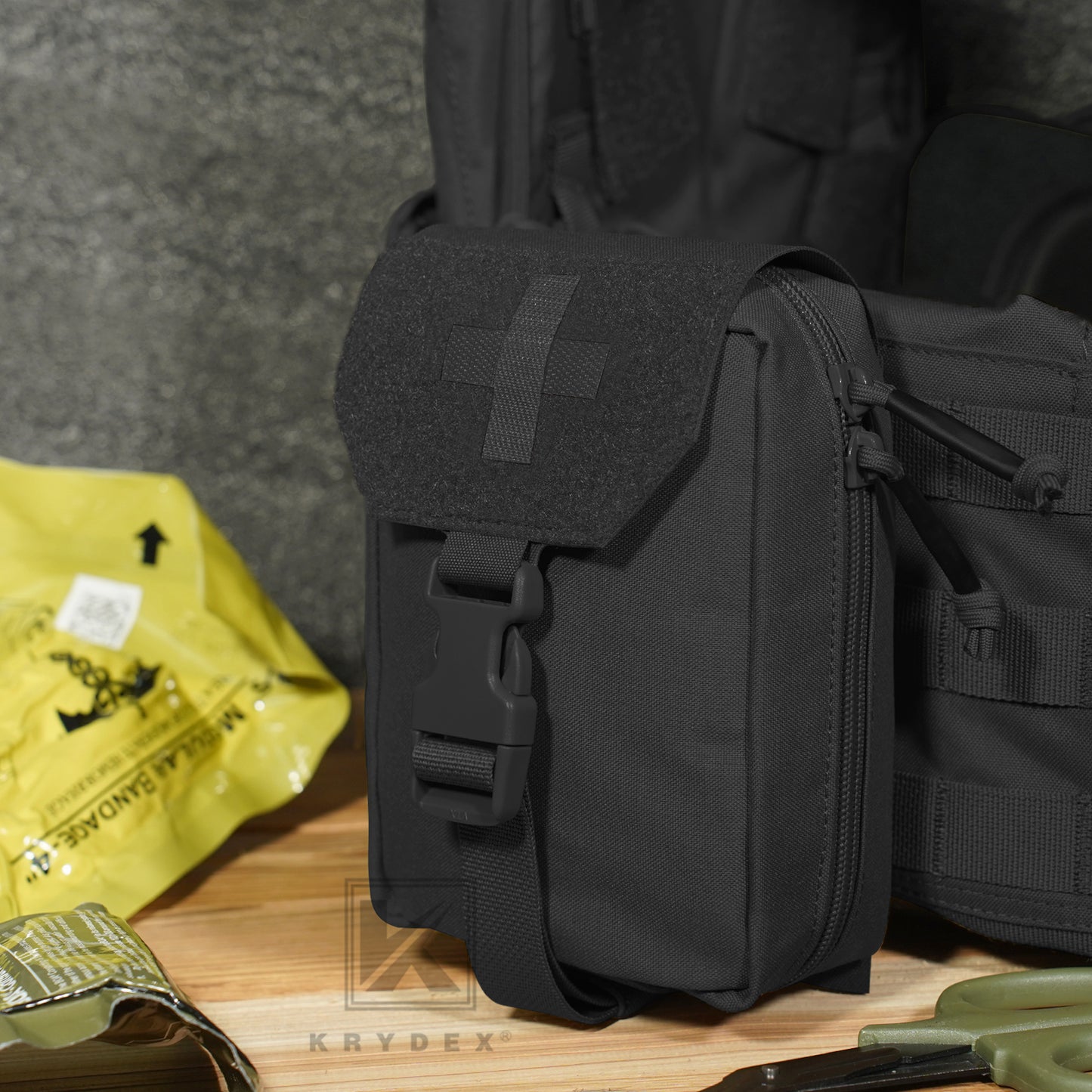 Krydex Tactical Rip Away Medical Pouch Tear Off First Aid IFAK Pouch Trauma Bag Molle & Belt Outdoor Emergency Survival Bag