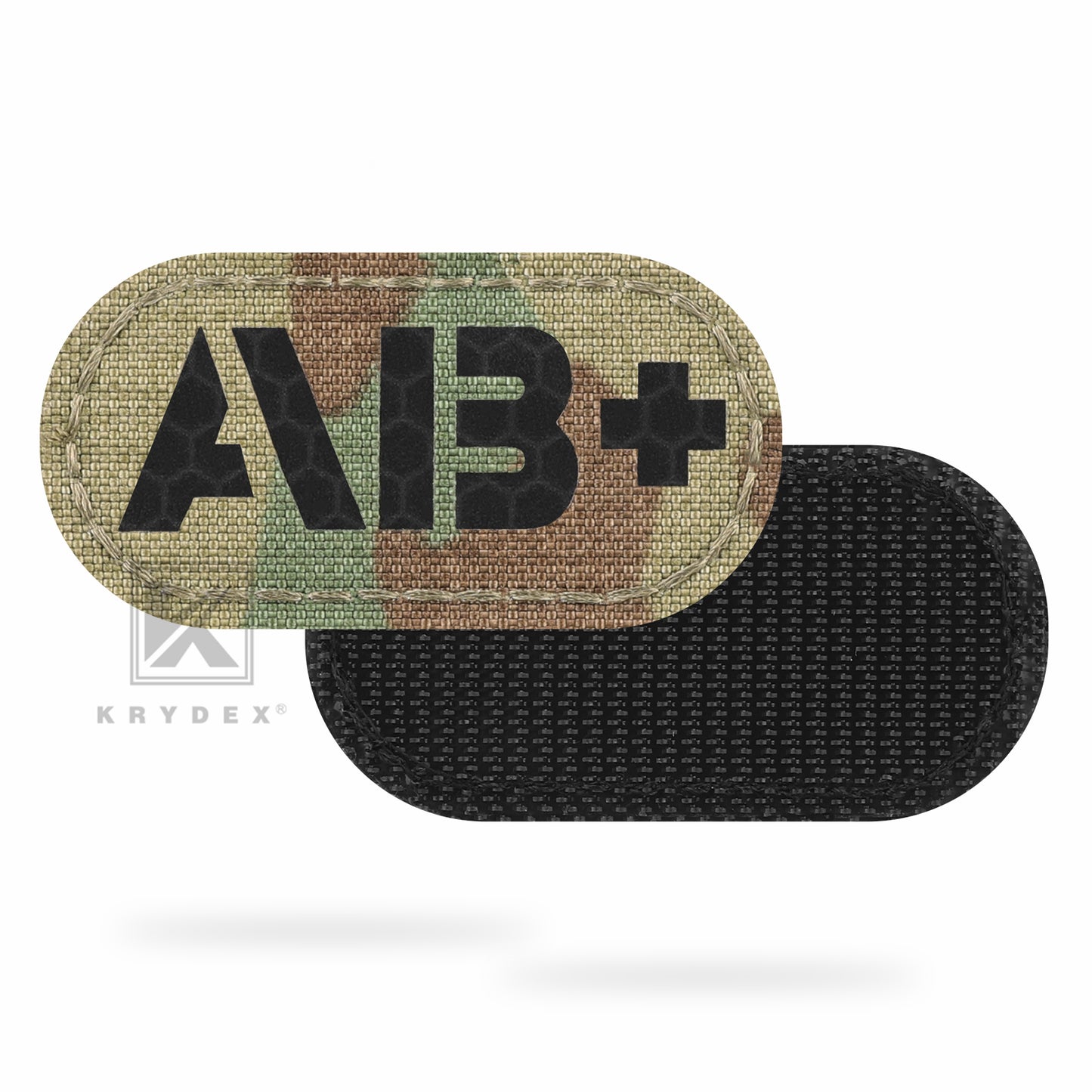 Krydex 4pcs AB+ POS Blood Type Patches Tactical Reflective Hook & Loop Badge First Aid Emergency IFAK Trauma Patch 2x1 In.