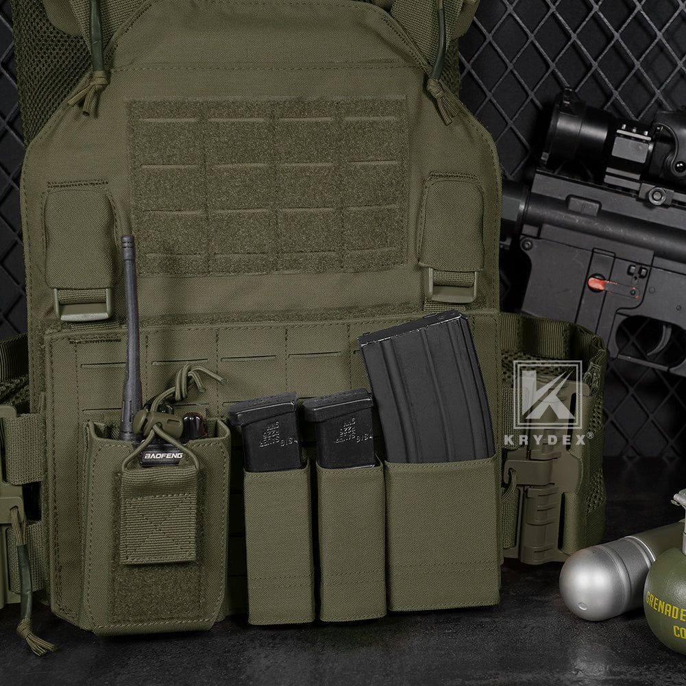 Krydex Tactical Double 9mm & 5.56 Magazine Pouch Mag Holder Duty Belt & Molle Compatible