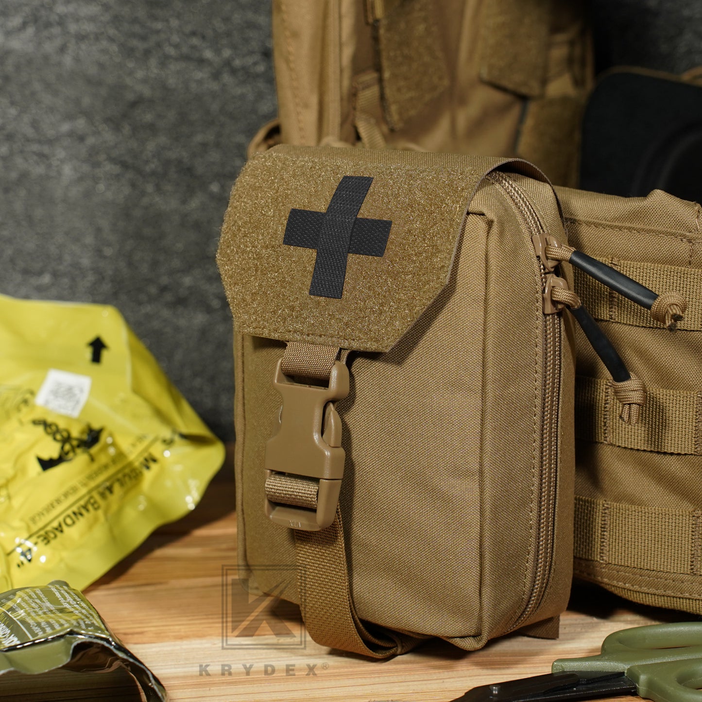 Krydex Tactical Rip Away Medical Pouch Tear Off First Aid IFAK Pouch Trauma Bag Molle & Belt Outdoor Emergency Survival Bag