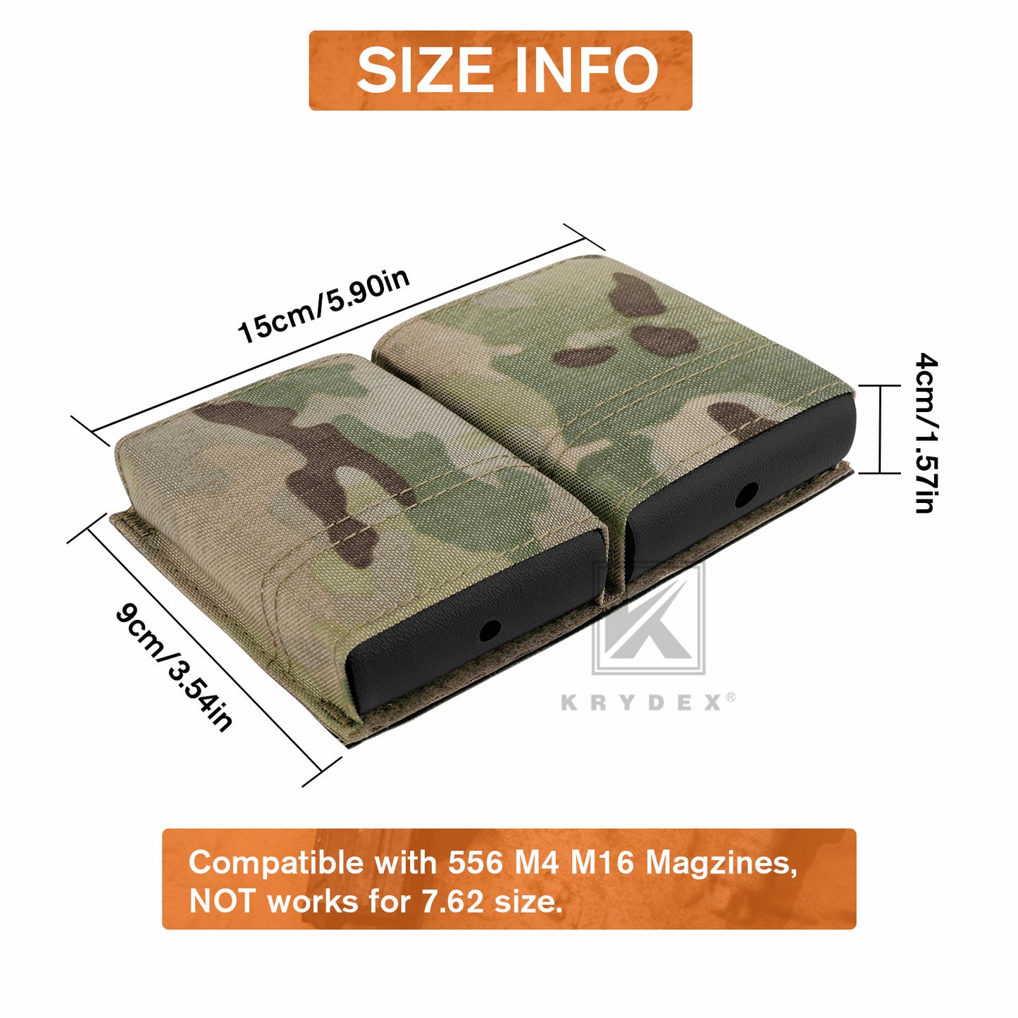 Krydex Tactical 5.56 Double Magazine Pouch M4 Mag Holder Duty Belt & Molle Compatible