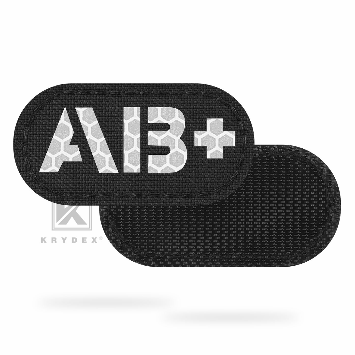 Krydex 4pcs AB+ POS Blood Type Patches Tactical Reflective Hook & Loop Badge First Aid Emergency IFAK Trauma Patch 2x1 In.
