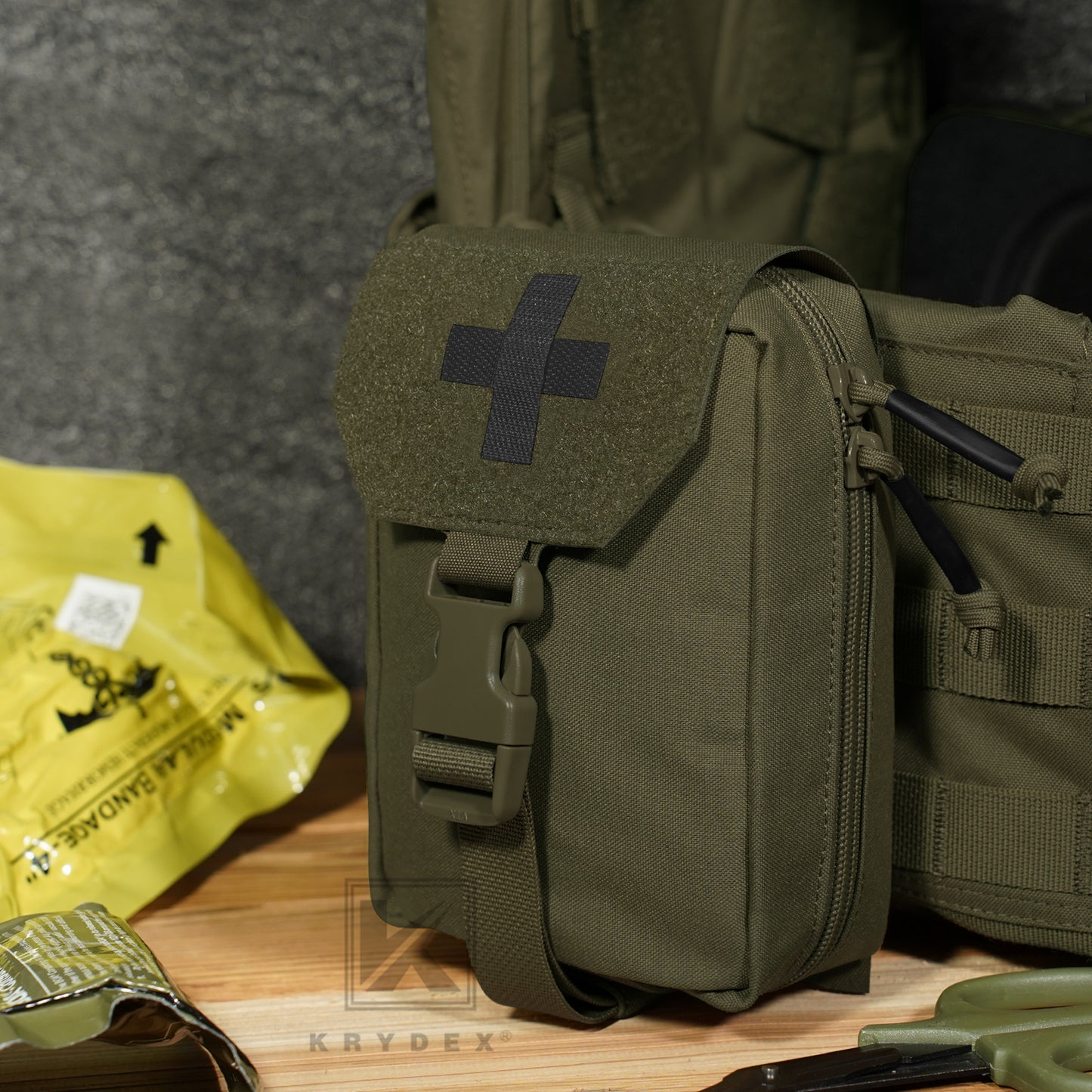Krydex Tactical Rip Away Medical Pouch Tear Off First Aid IFAK Pouch Trauma Bag Molle & Belt Outdoor Emergency Survival Bag