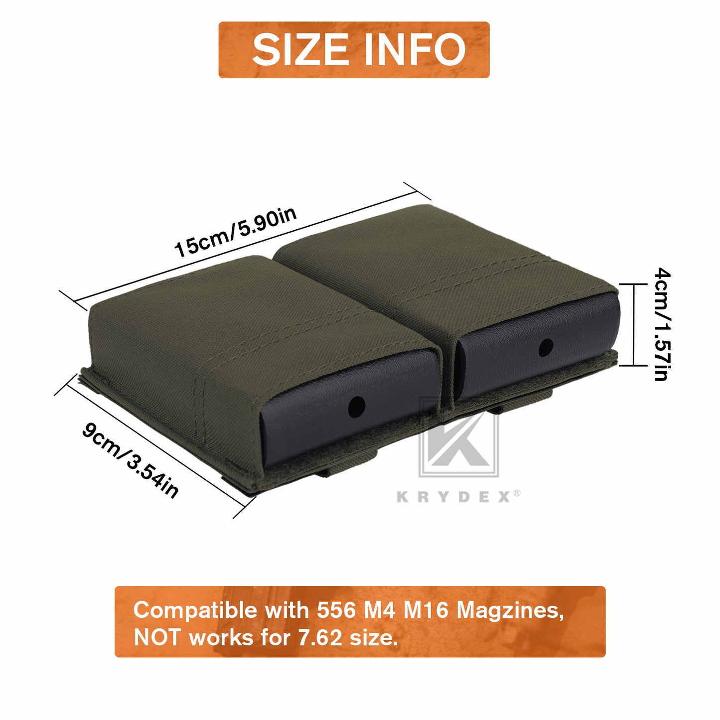 Krydex Tactical 5.56 Double Magazine Pouch M4 Mag Holder Duty Belt & Molle Compatible
