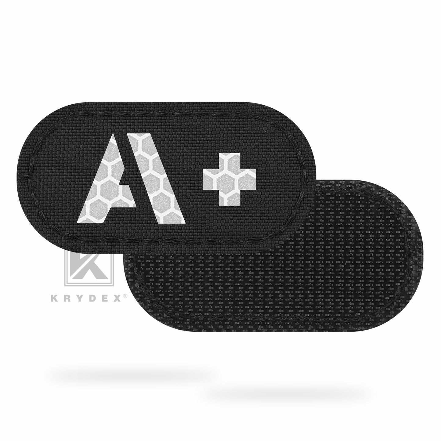 Krydex 4pcs AB+ POS Blood Type Patches Tactical Reflective Hook & Loop Badge First Aid Emergency IFAK Trauma Patch 2x1 In.