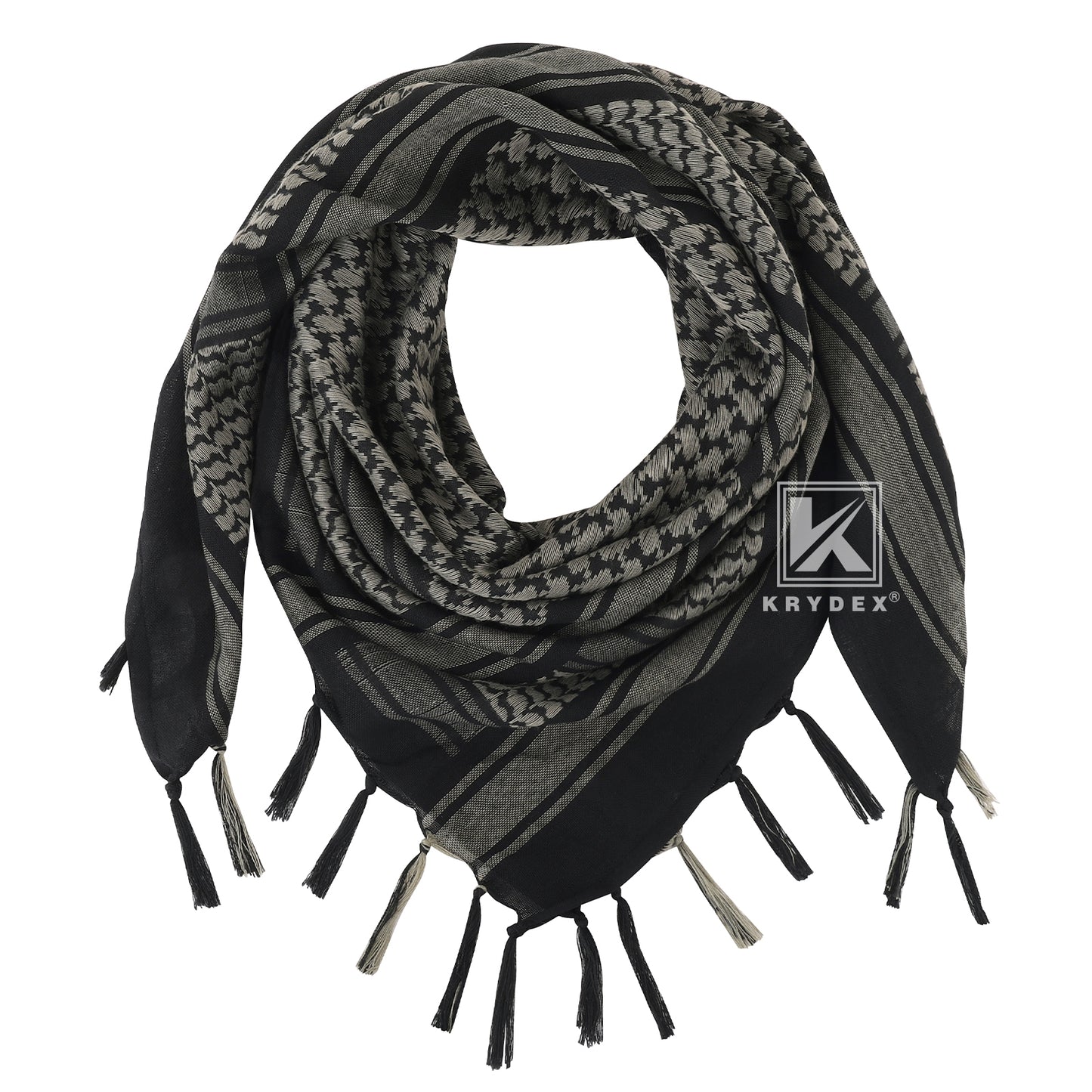 Krydex Tactical Scarf Headwrap Facecover Cotton Shemagh Breathable Balaclava Face Mask Neck Gaiter 43” x 43”