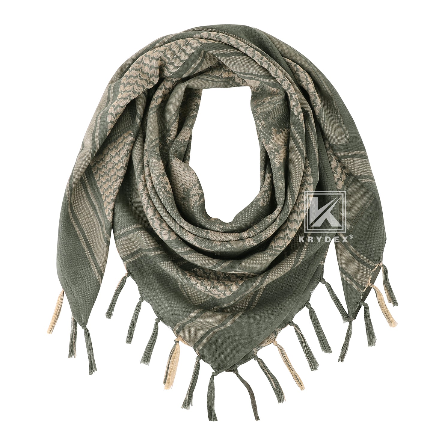 Krydex Tactical Scarf Headwrap Facecover Cotton Shemagh Breathable Balaclava Face Mask Neck Gaiter 43” x 43”