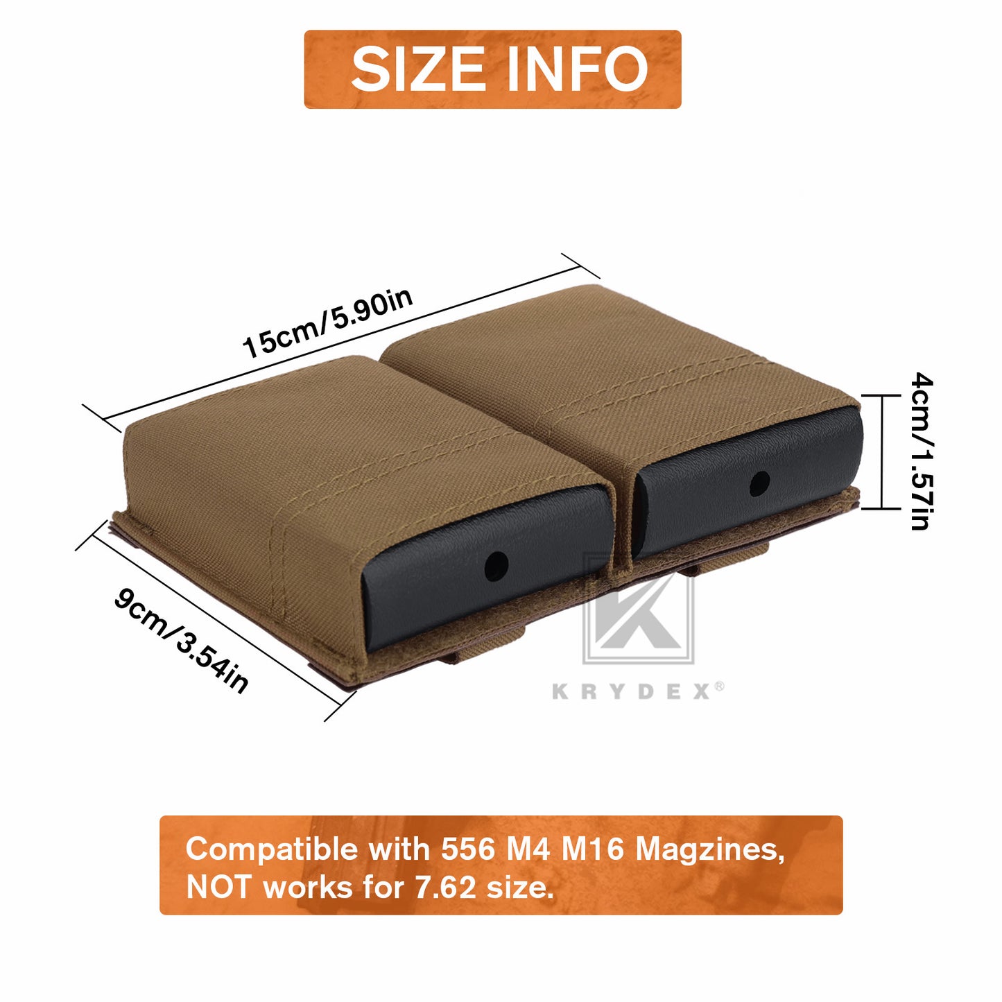 Krydex Tactical 5.56 Double Magazine Pouch M4 Mag Holder Duty Belt & Molle Compatible