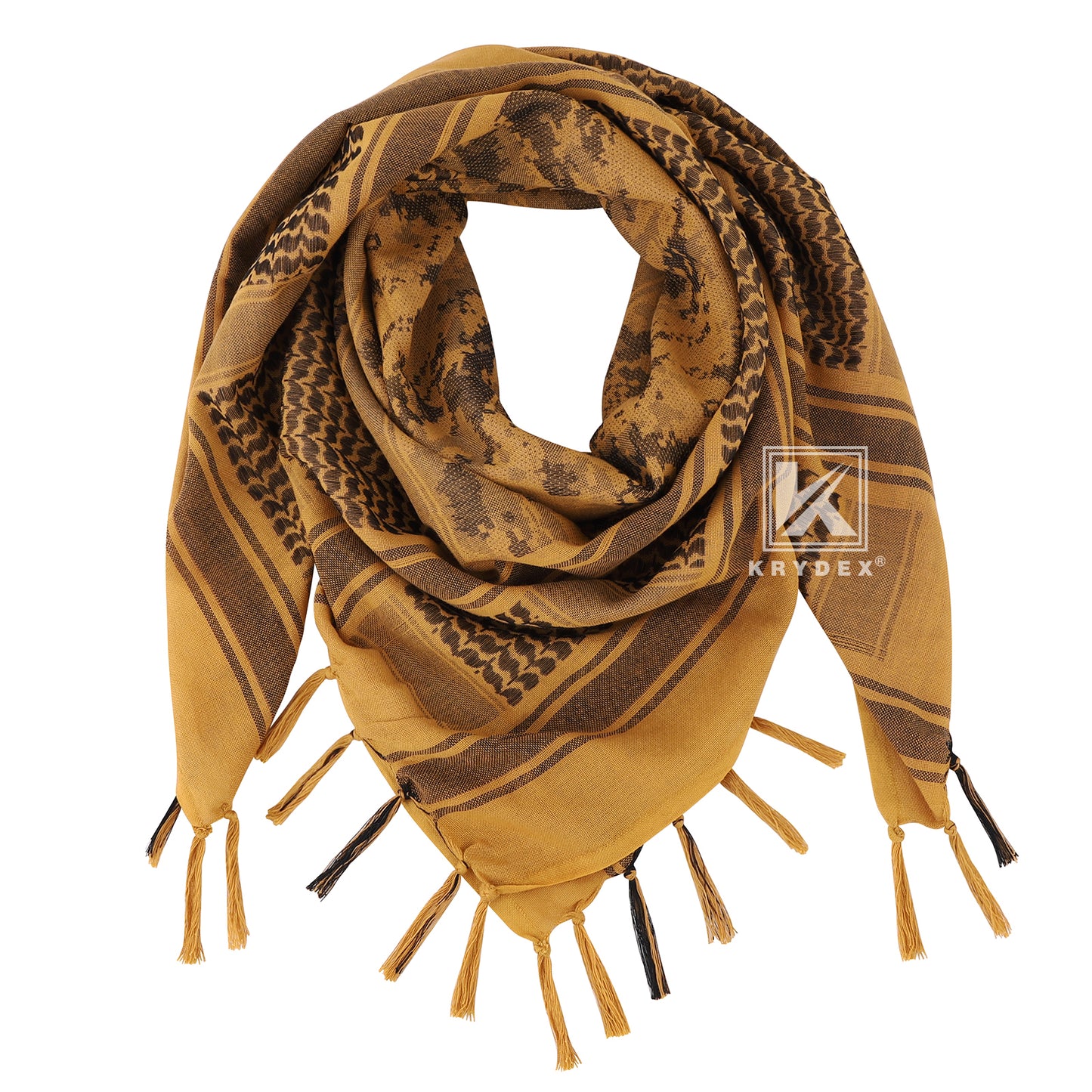 Krydex Tactical Scarf Headwrap Facecover Cotton Shemagh Breathable Balaclava Face Mask Neck Gaiter 43” x 43”