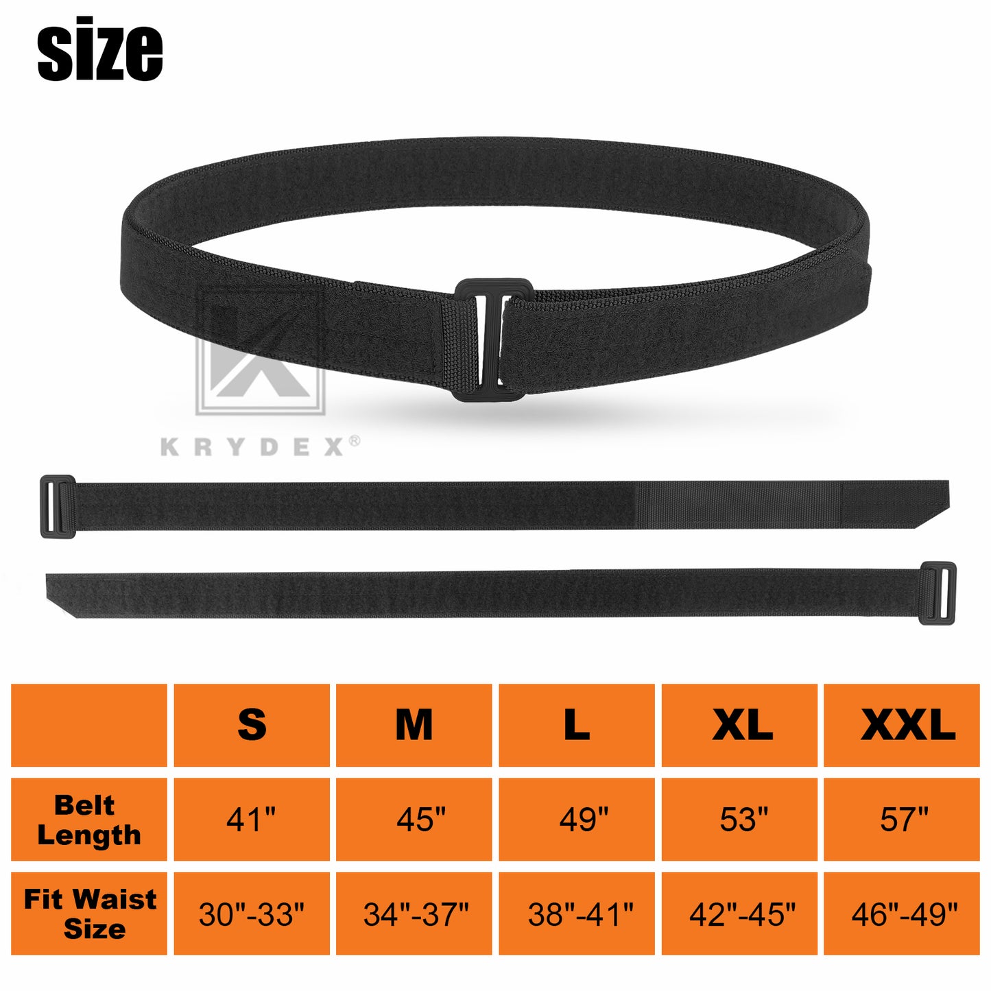 Krydex Tactical EDC Under Belt Hook & Loop Inner Belt 1.5" Duty Concealed Carry Base Belt