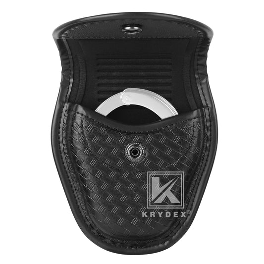 Krydex Hidden Snap Basket weave Handcuff Case Single Handcuff Pouch Fits 2” & 2.25” Duty Belt For Police Law Enforcement & Security Guard Equipment