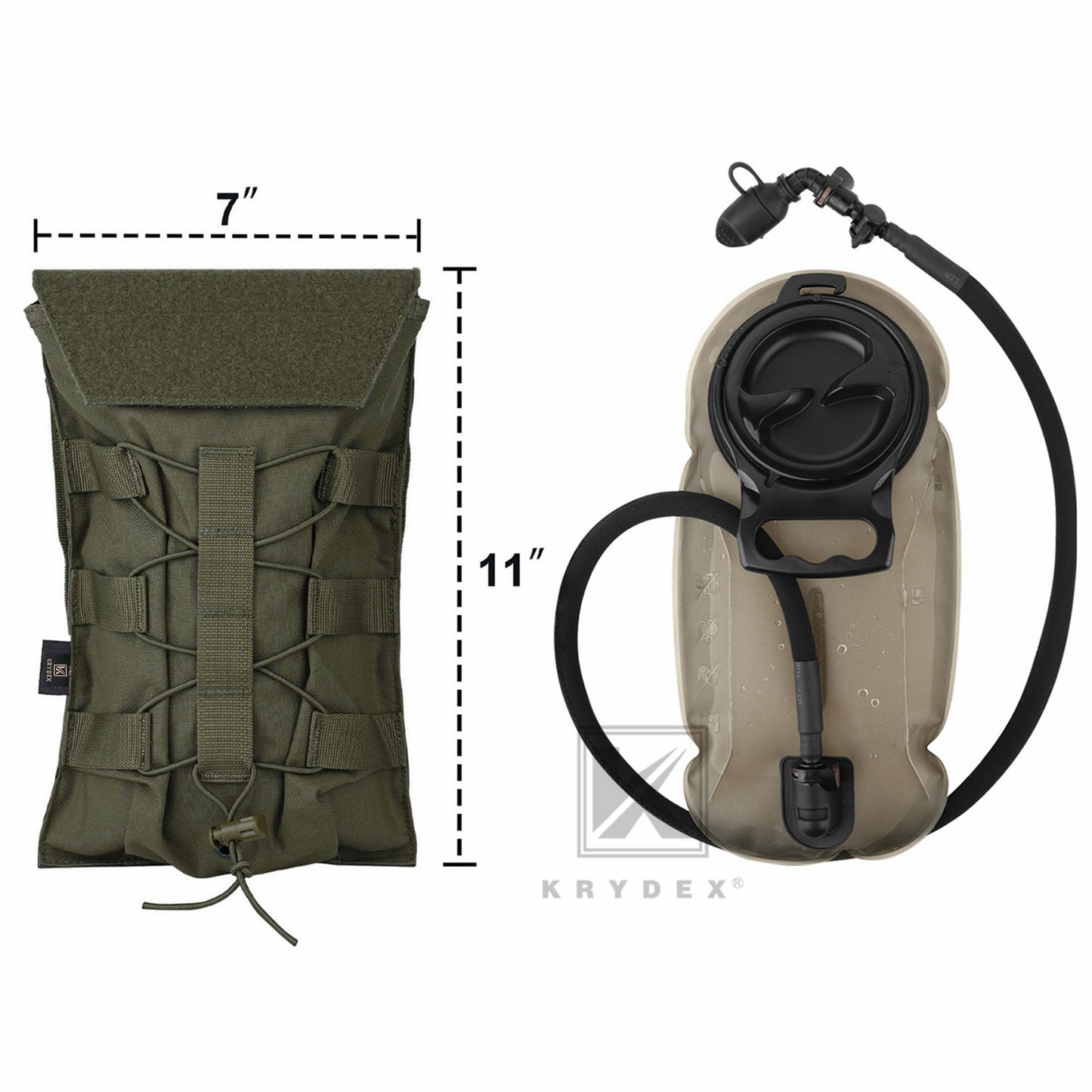Krydex Tactical 50 oz Hydration Carrier MOLLE Pack Modular Water Bladder Pouch