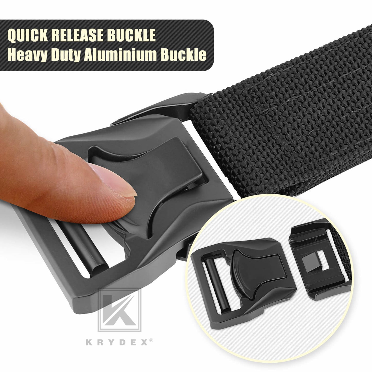 KRYDEX Quick Release 1.5" Tactical Heavy Duty Belt 2-Ply Nylon T-Buckle