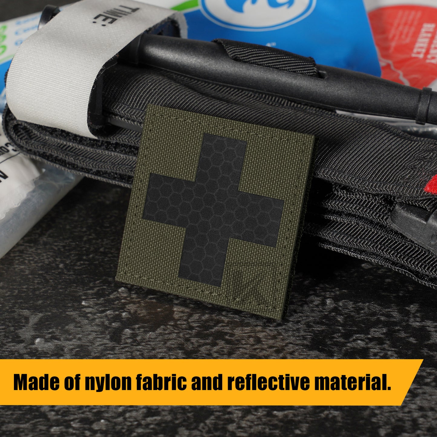 Krydex 2pcs Medical Cross Patches First Aid MED Badge Emergency IFAK Trauma Reflective Patch 2x2 In.