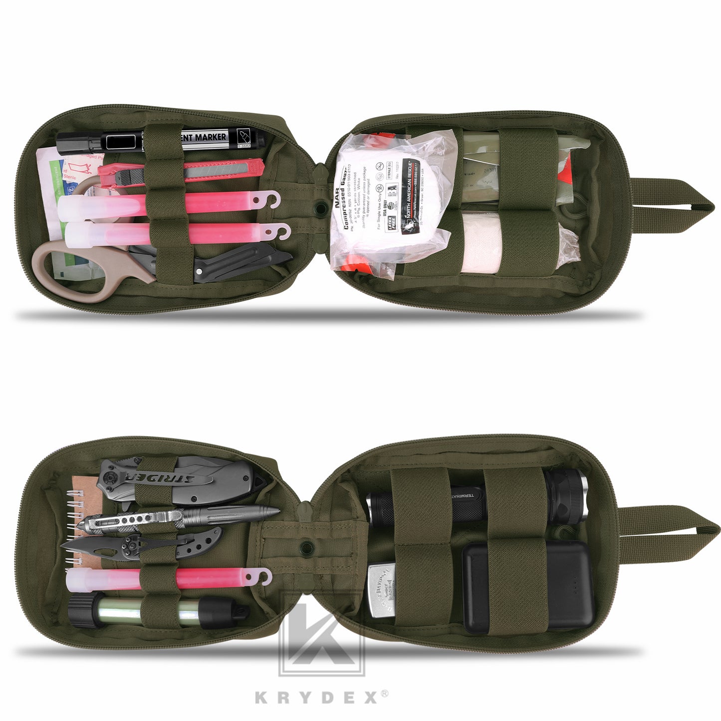 Krydex Tactical Rip Away Medical Pouch Tear Off First Aid IFAK Pouch Trauma Bag Molle & Belt Outdoor Emergency Survival Bag