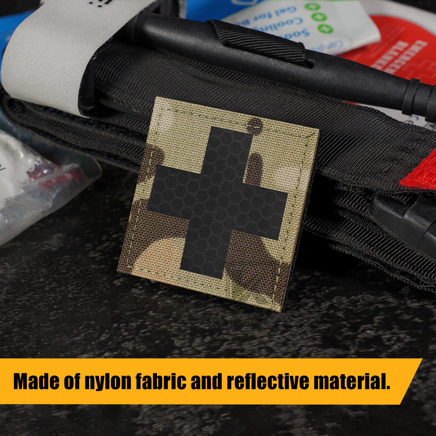 Krydex 2pcs Medical Cross Patches First Aid MED Badge Emergency IFAK Trauma Reflective Patch 2x2 In.