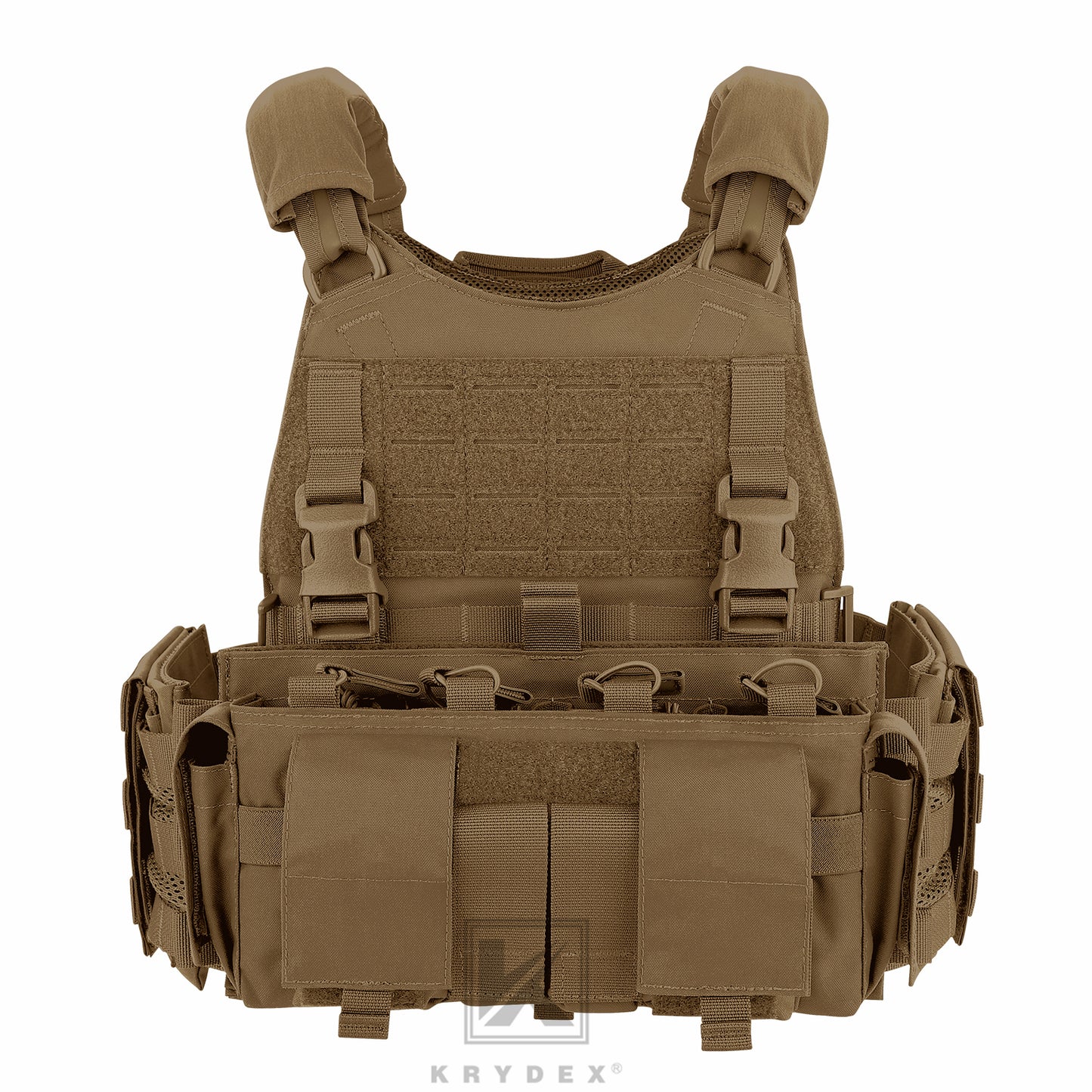 KRYDEX Tactical SCARAB Plate Carrier Heavy Duty Modular MOLLE Vest + MF IV Placard 556 & 9mm Magazine Pouch